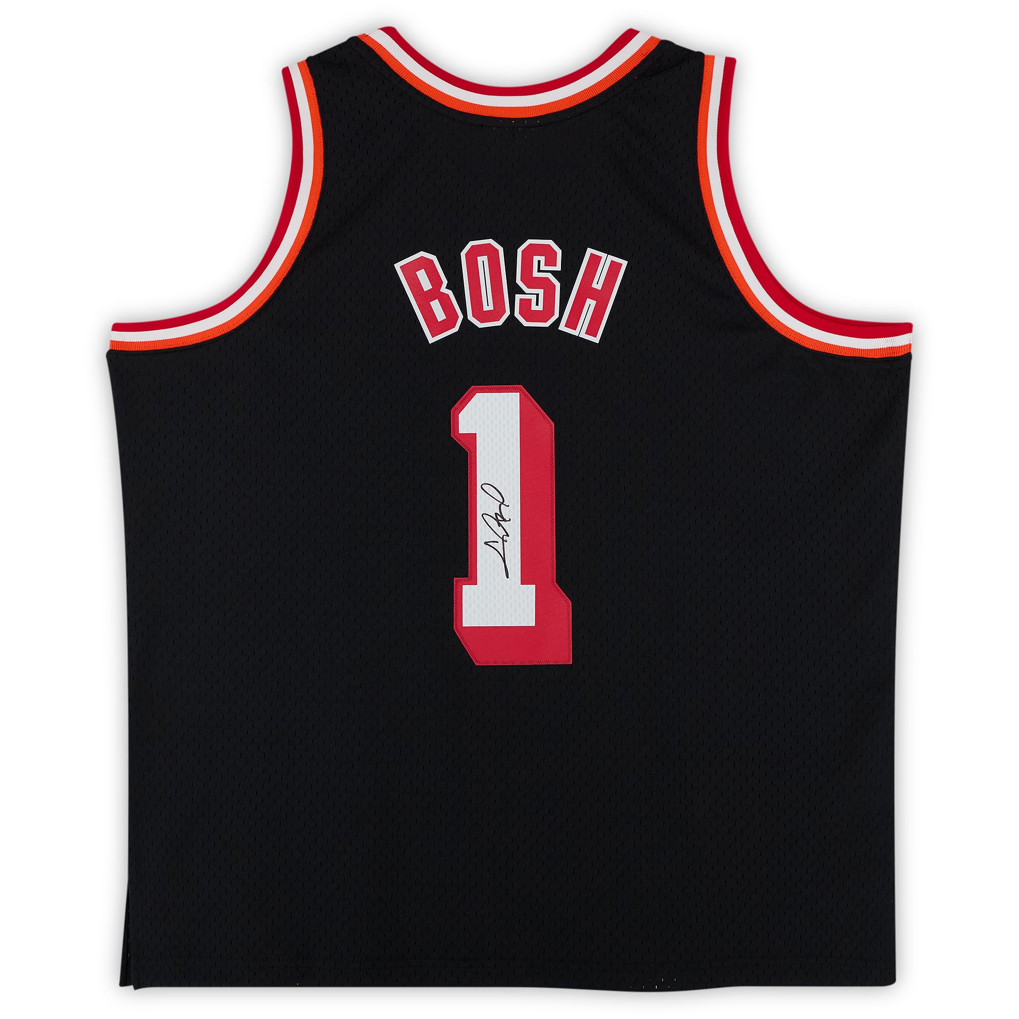 Maillot Swingman noir Mitchell & Ness Hardwood Classics 2013-14 autographié par Chris Bosh (Miami Heat)