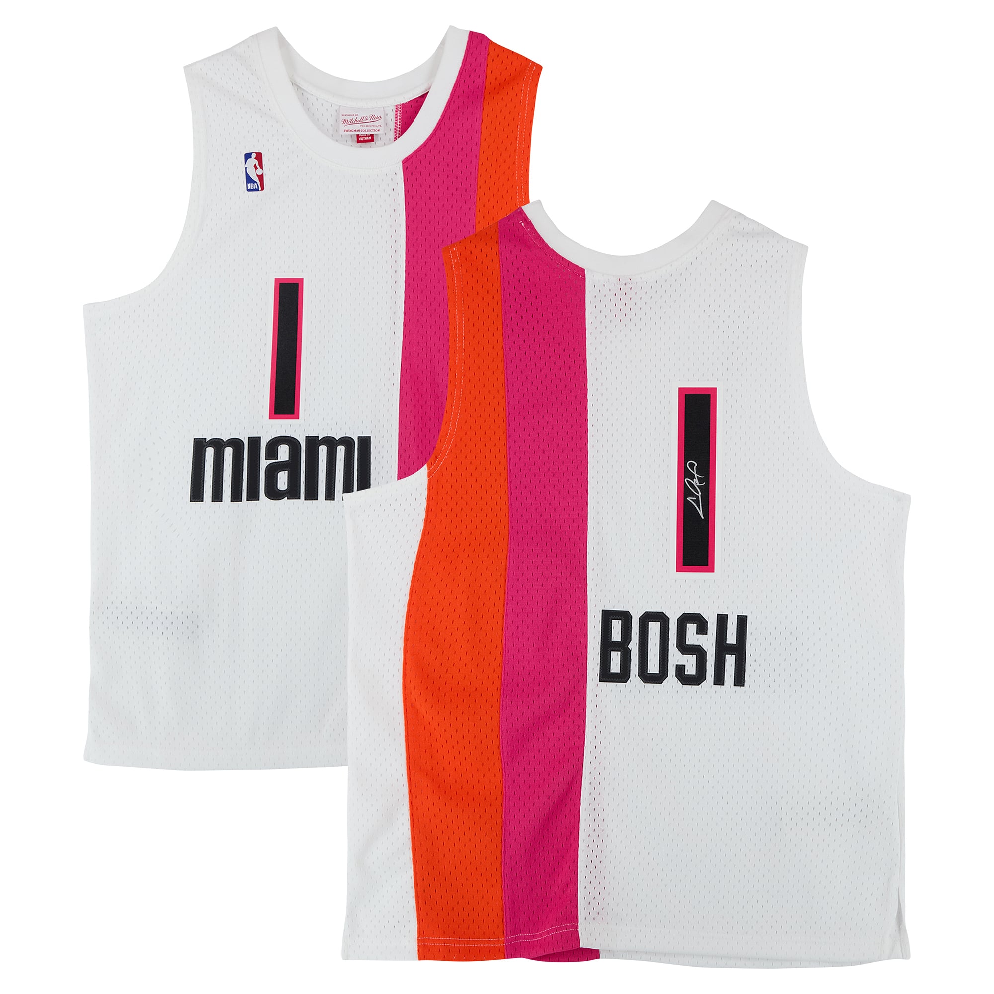 Chris Bosh Miami Heat Autographed White Mitchell & Ness 2011 Swingman Jersey