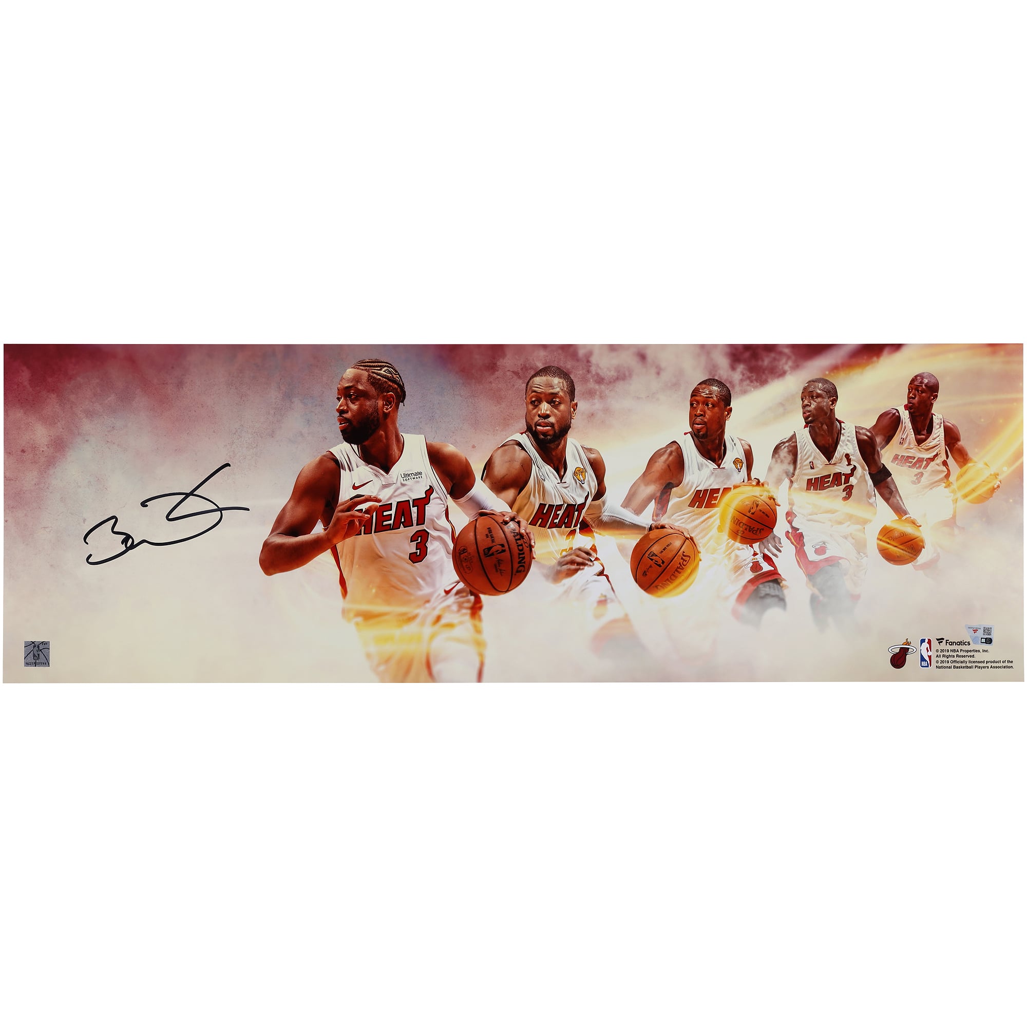 Dwyane Wade Miami Heat Autographed 10" x 30" Timeline Panoramic Photograph