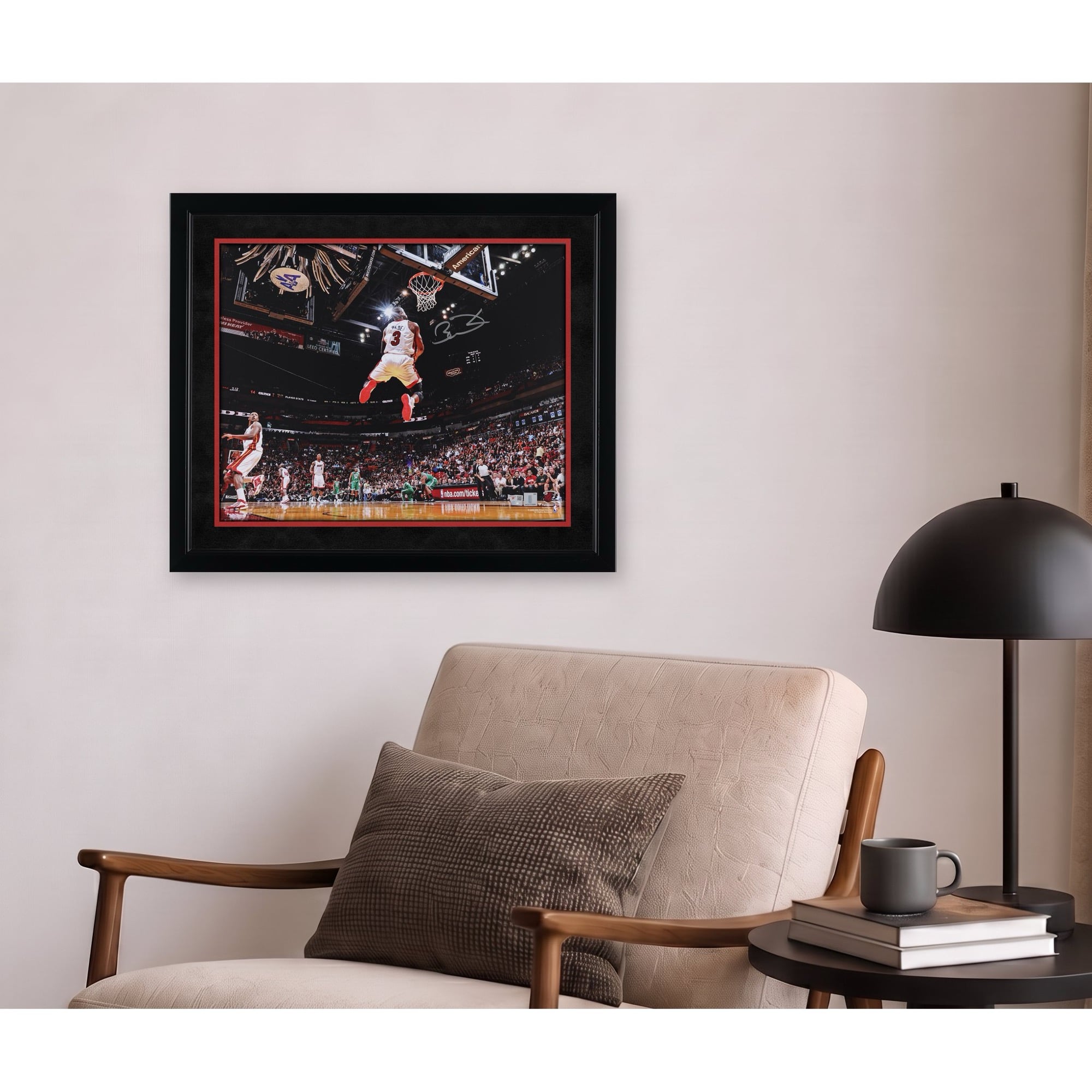 Photo de dunk inversée autographiée de Dwyane Wade (Miami Heat), 40 x 50 cm