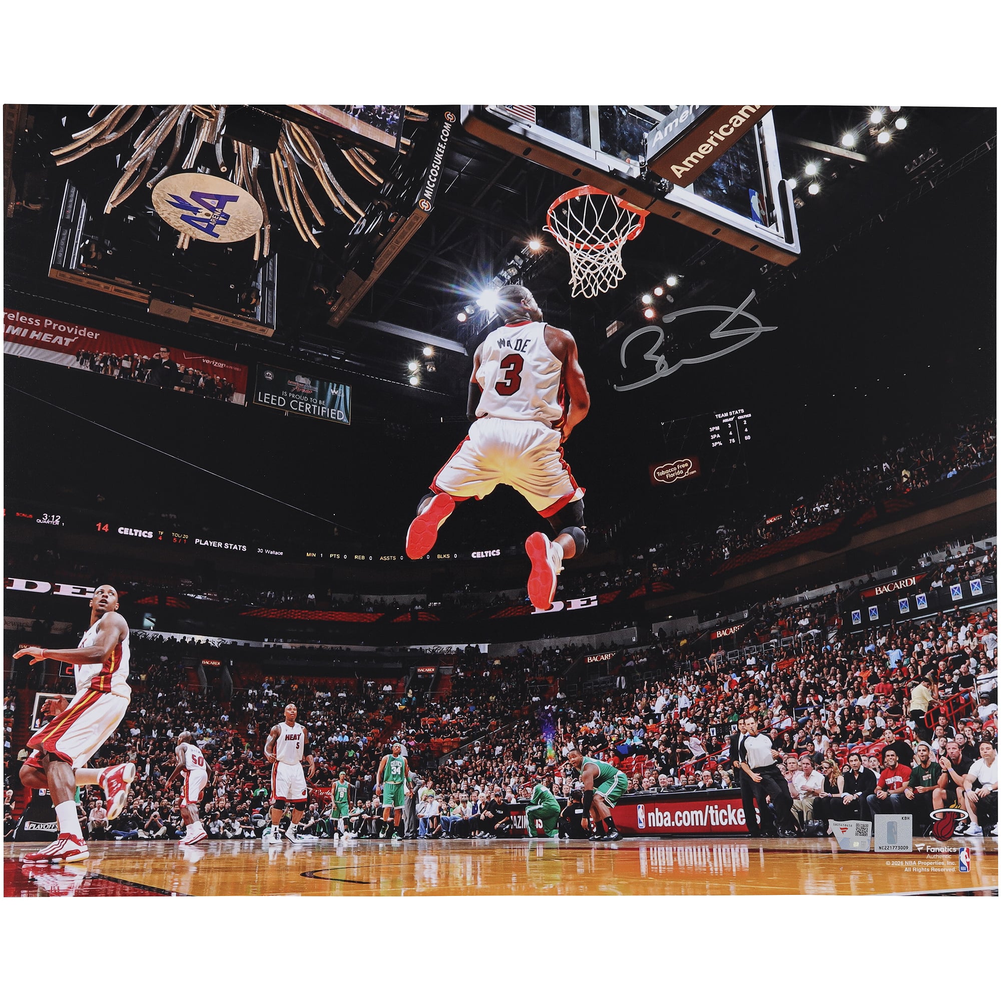Dwyane Wade Miami Heat Autographed 16" x 20" Reverse Dunk Photograph
