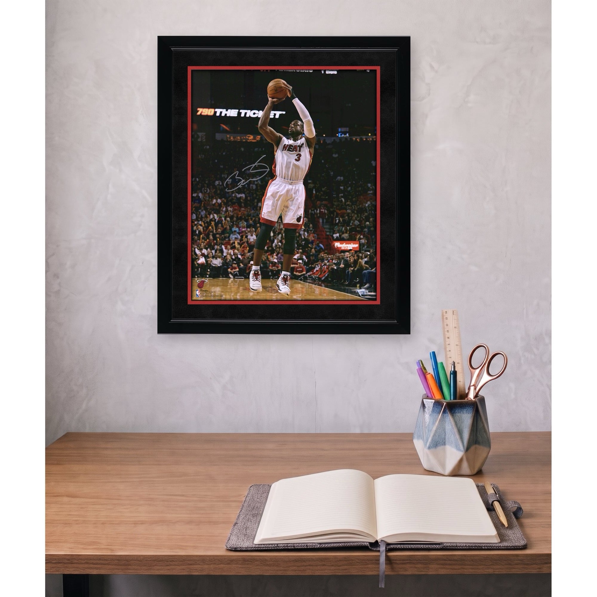 Dwyane Wade Miami Heat Autographed 16" x 20" Shooting in White Photograph