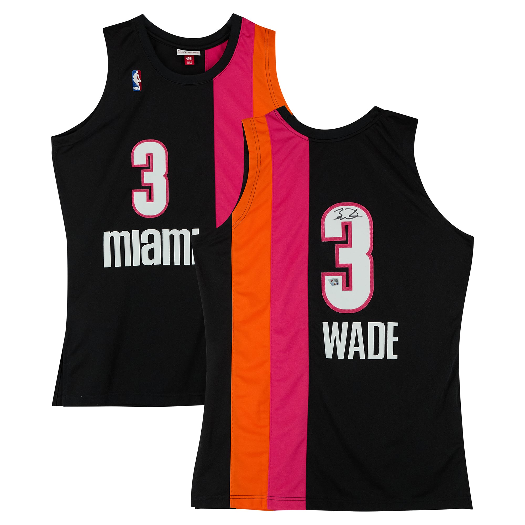 Dwyane Wade Miami Heat Autographed Black Mitchell & Ness Flamingo Authentic Jersey