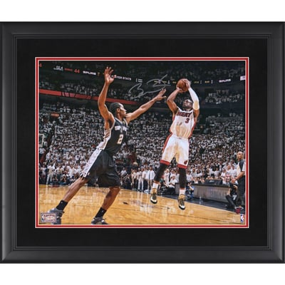 Dwyane Wade Miami Heat Autographed Fanatics Authentic Framed 16" x 20" 2013 NBA Finals Shot vs. San Antonio Spurs Photograph 