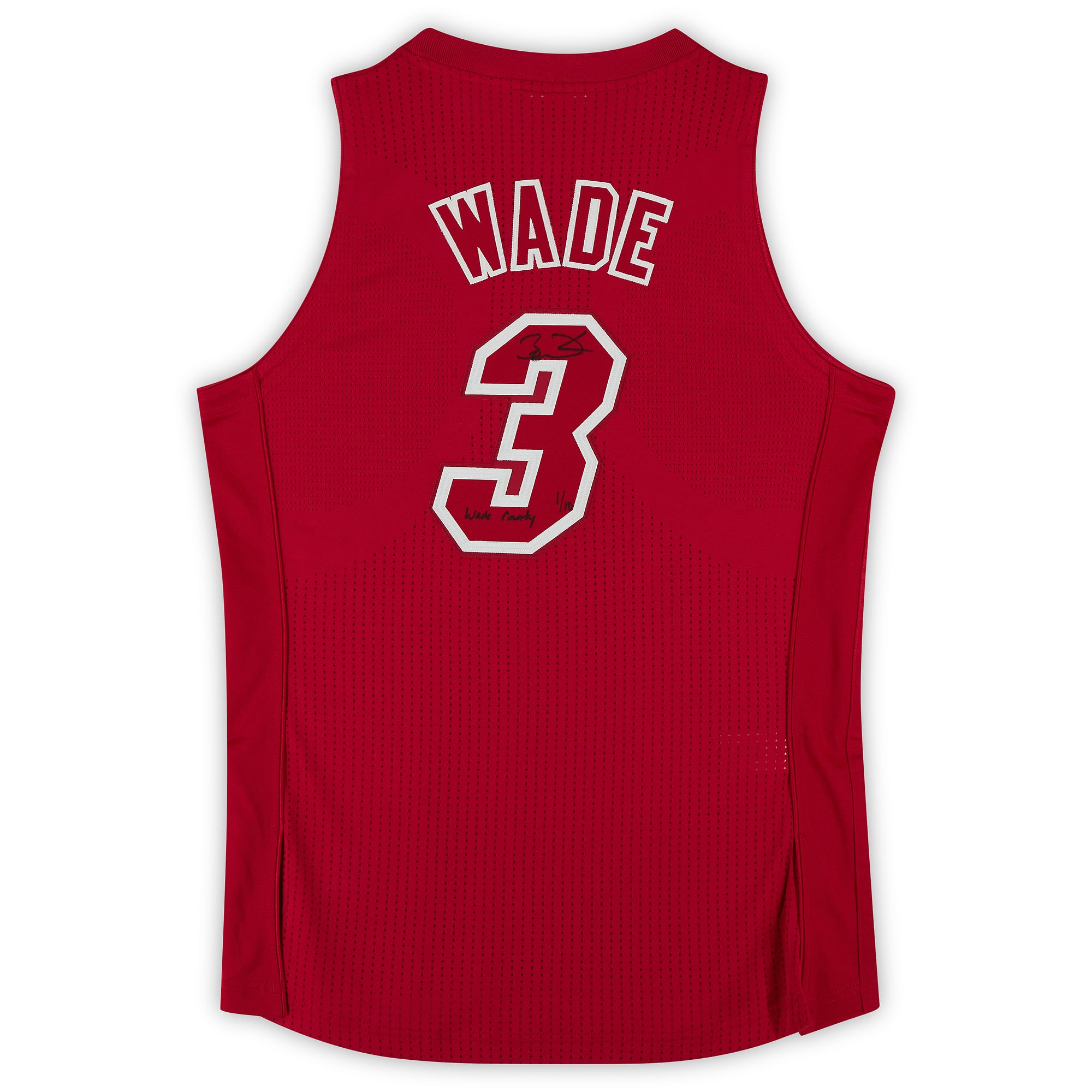 Dwyane Wade Miami Heat Autographed Red Mitchell & Ness 2012 Christmas Edition Authentic Jersey with "Wade County" Inscription