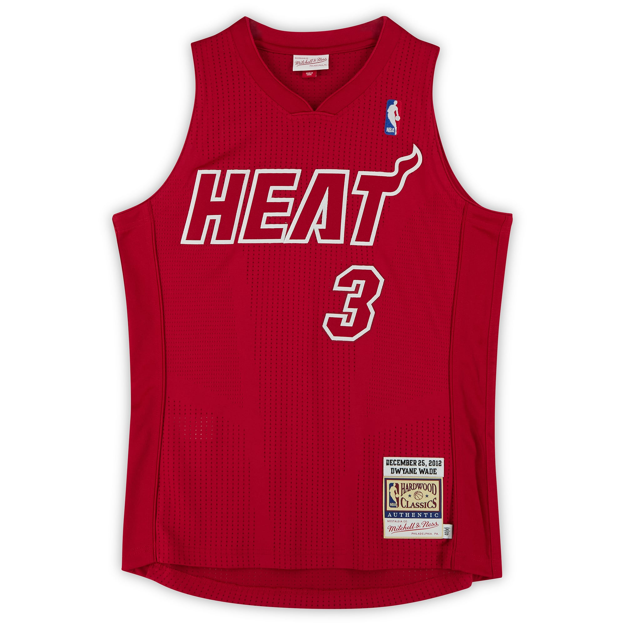 Dwyane Wade Miami Heat Autographed Red Mitchell & Ness 2012 Christmas Edition Authentic Jersey with "Wade County" Inscription