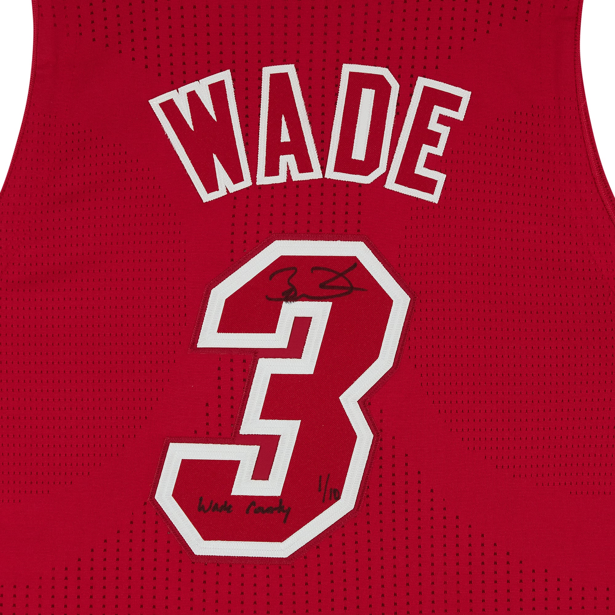 Dwyane Wade Miami Heat Autographed Red Mitchell & Ness 2012 Christmas Edition Authentic Jersey with "Wade County" Inscription