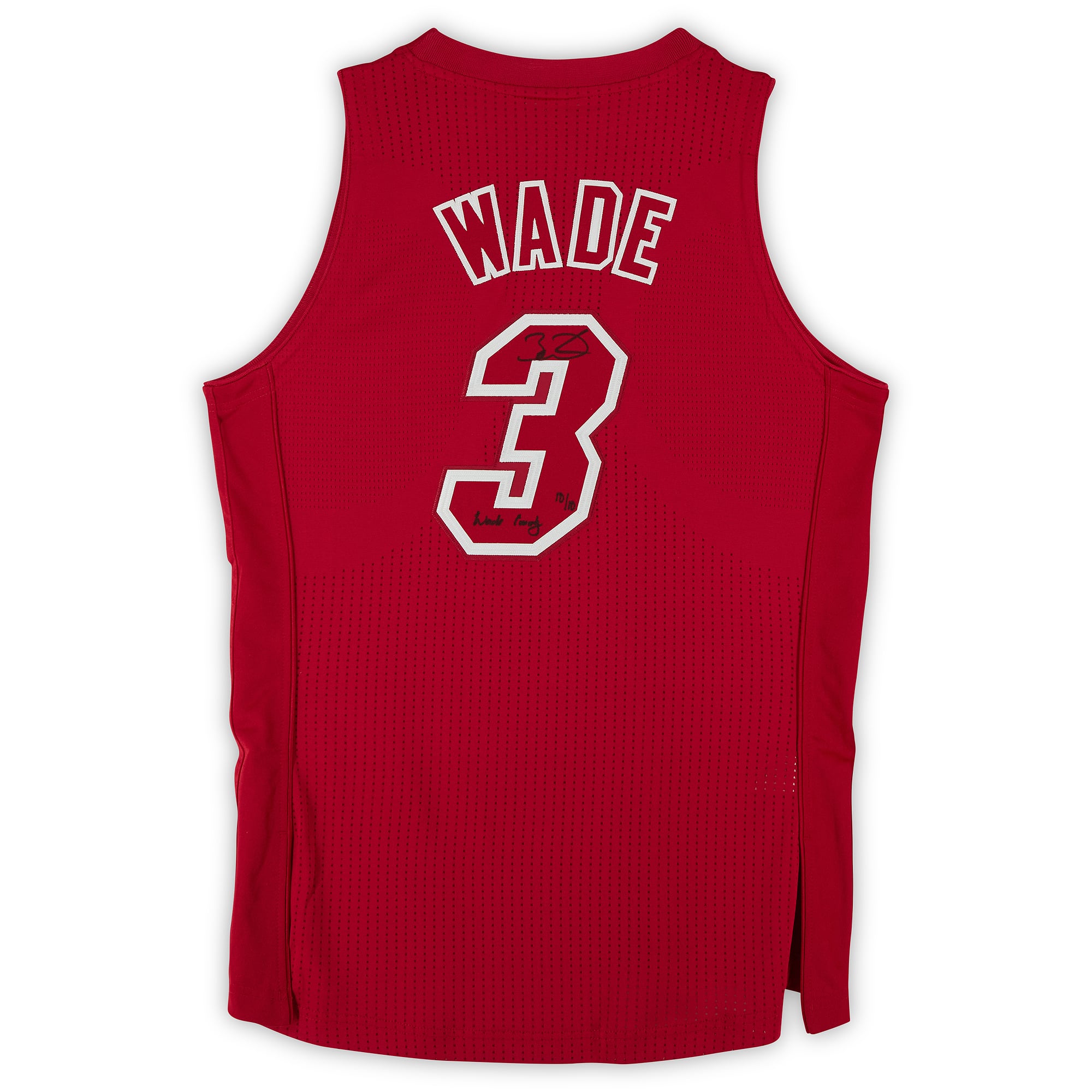 Maillot authentique Mitchell & Ness édition Noël 2012, rouge, autographié par Dwyane Wade du Miami Heat, avec inscription « Wade County » - Édition limitée n° 10/10