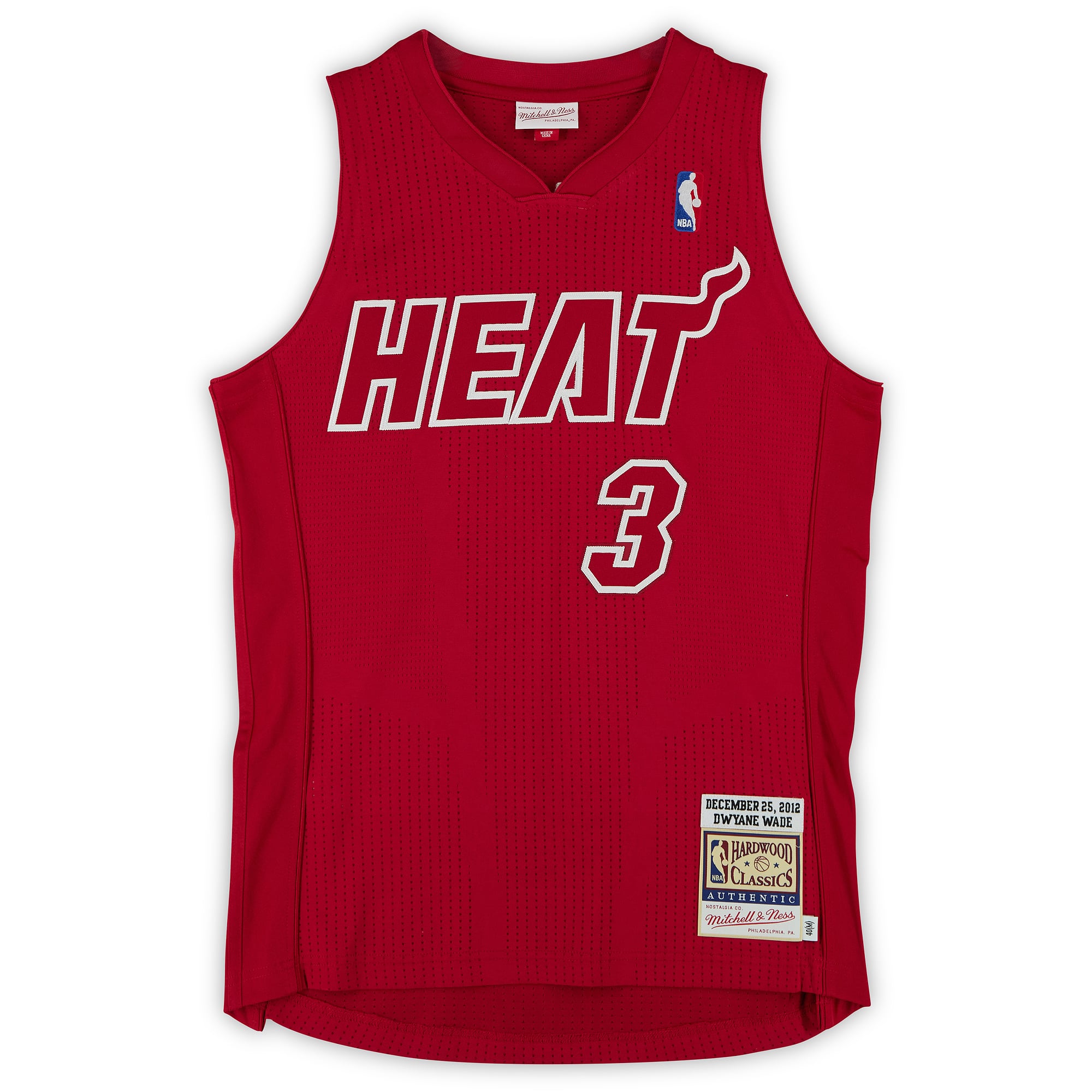 Maillot authentique Mitchell & Ness édition Noël 2012, rouge, autographié par Dwyane Wade du Miami Heat, avec inscription « Wade County » - Édition limitée n° 10/10