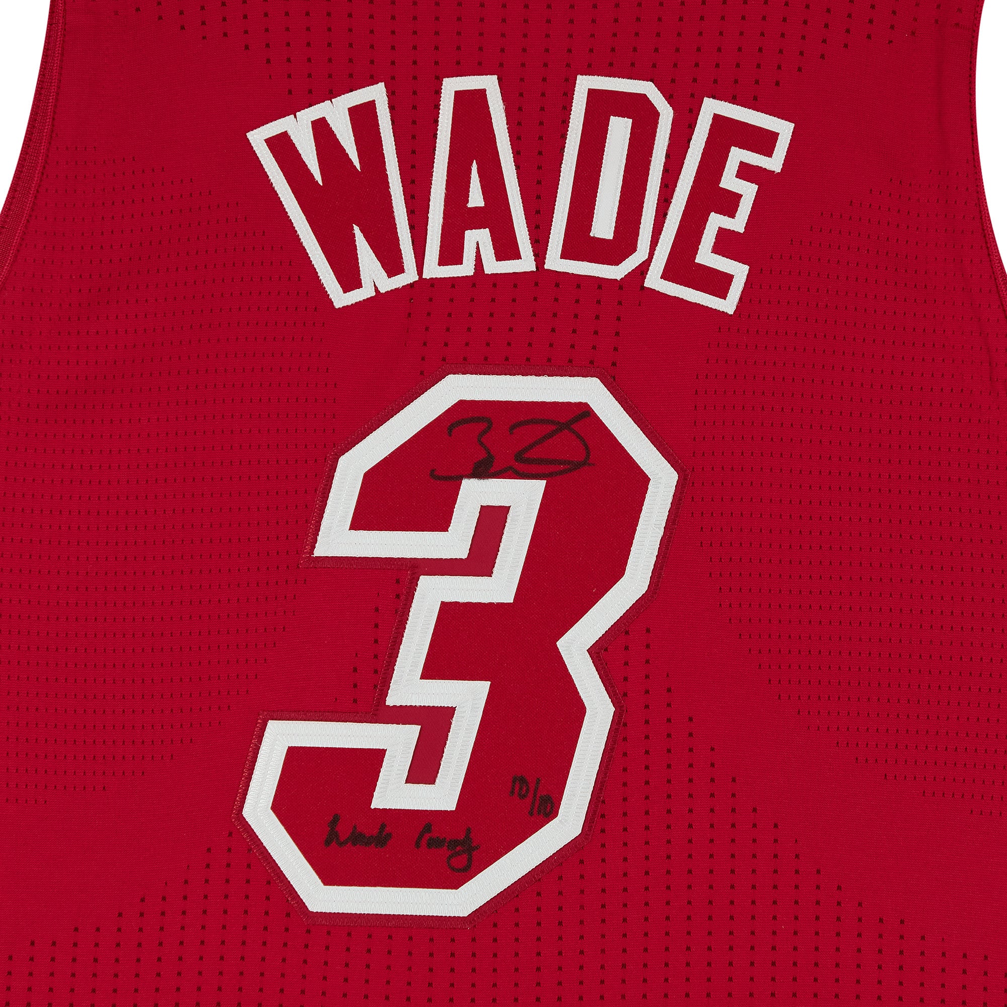 Maillot authentique Mitchell & Ness édition Noël 2012, rouge, autographié par Dwyane Wade du Miami Heat, avec inscription « Wade County » - Édition limitée n° 10/10