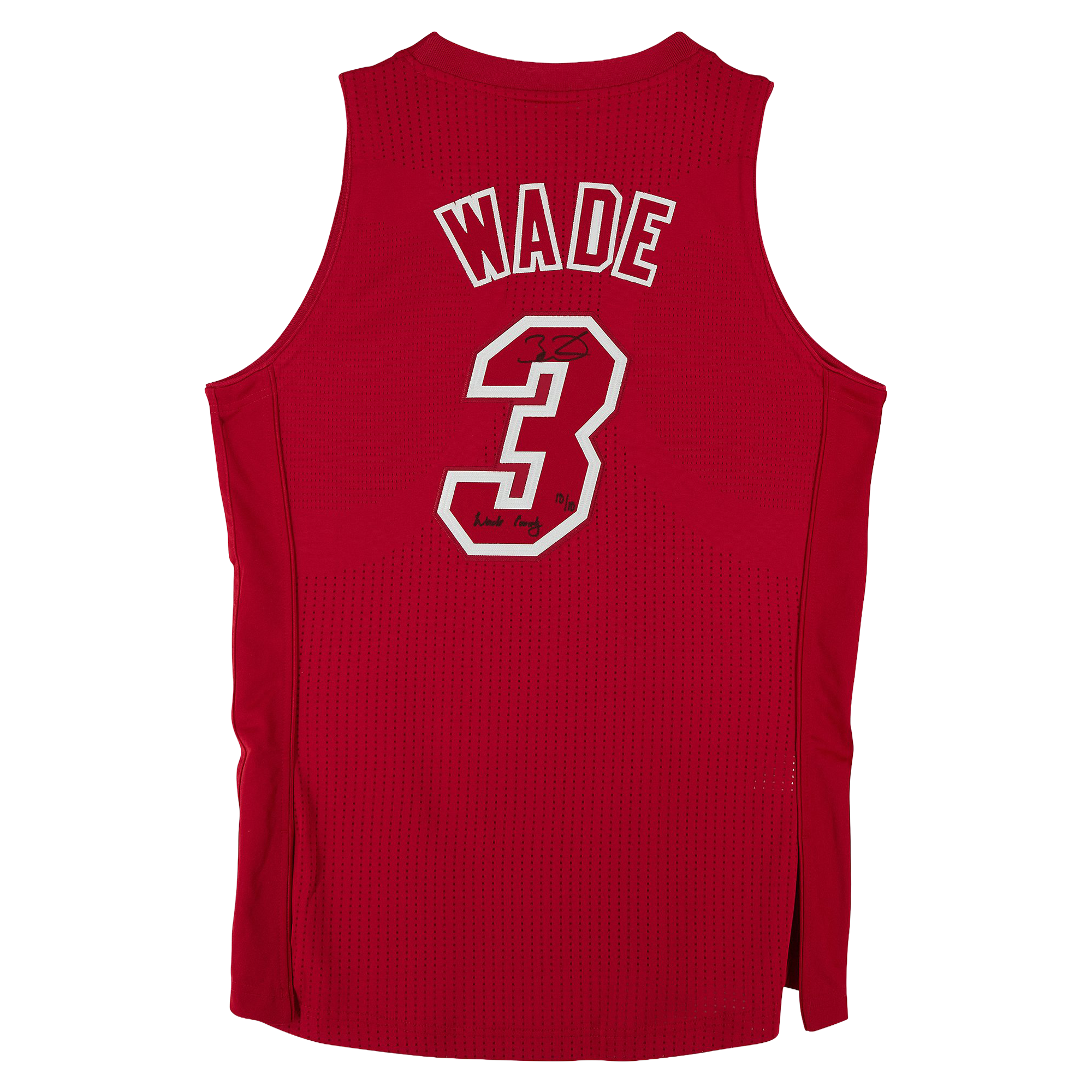 Maillot authentique Mitchell & Ness édition Noël 2012, rouge, autographié par Dwyane Wade du Miami Heat, avec inscription « Wade County » - Édition limitée n° 10/10
