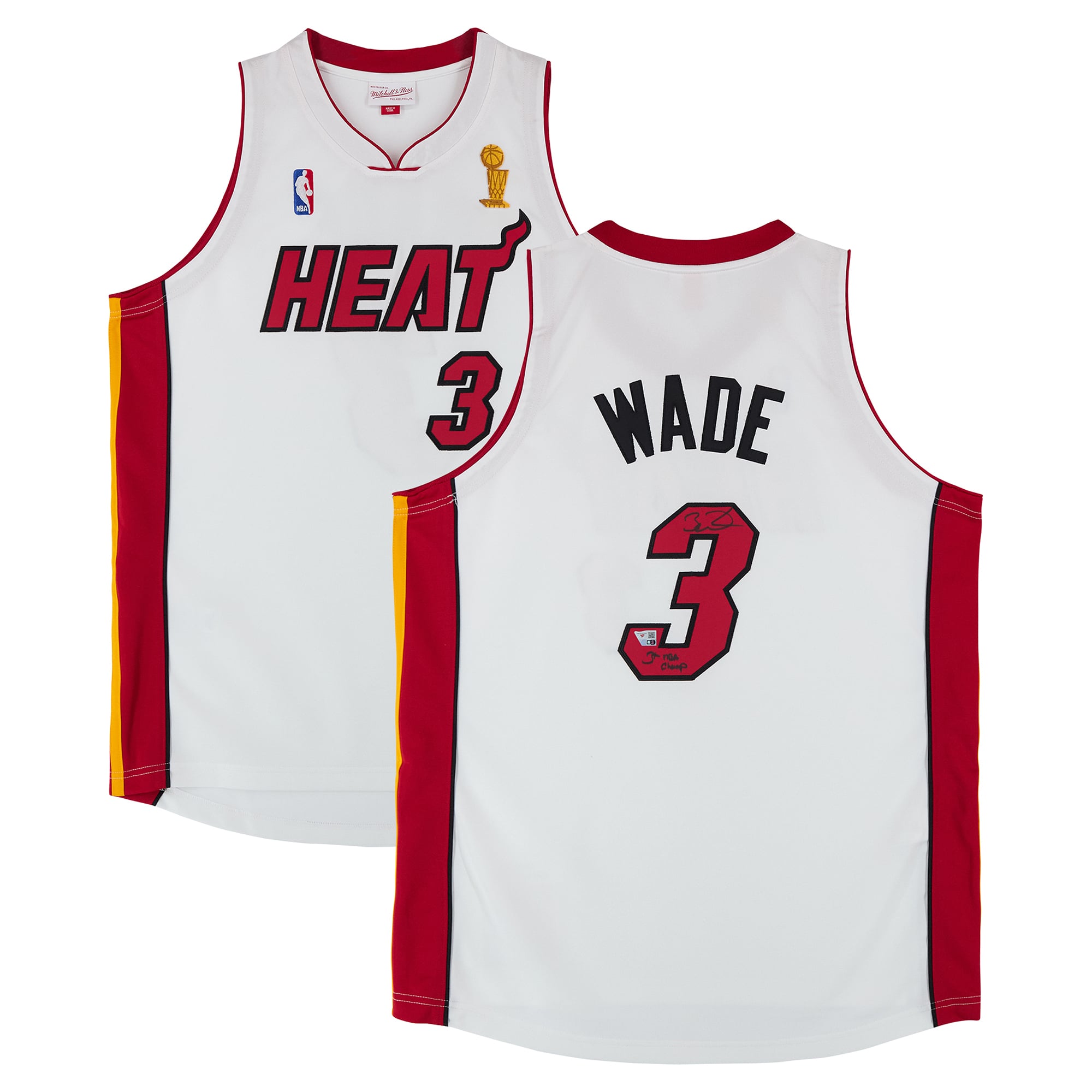 Dwyane Wade Miami Heat Autographed White Mitchell & Ness 2005 Finals Authentic Jersey with "3x NBA Champ" Inscription