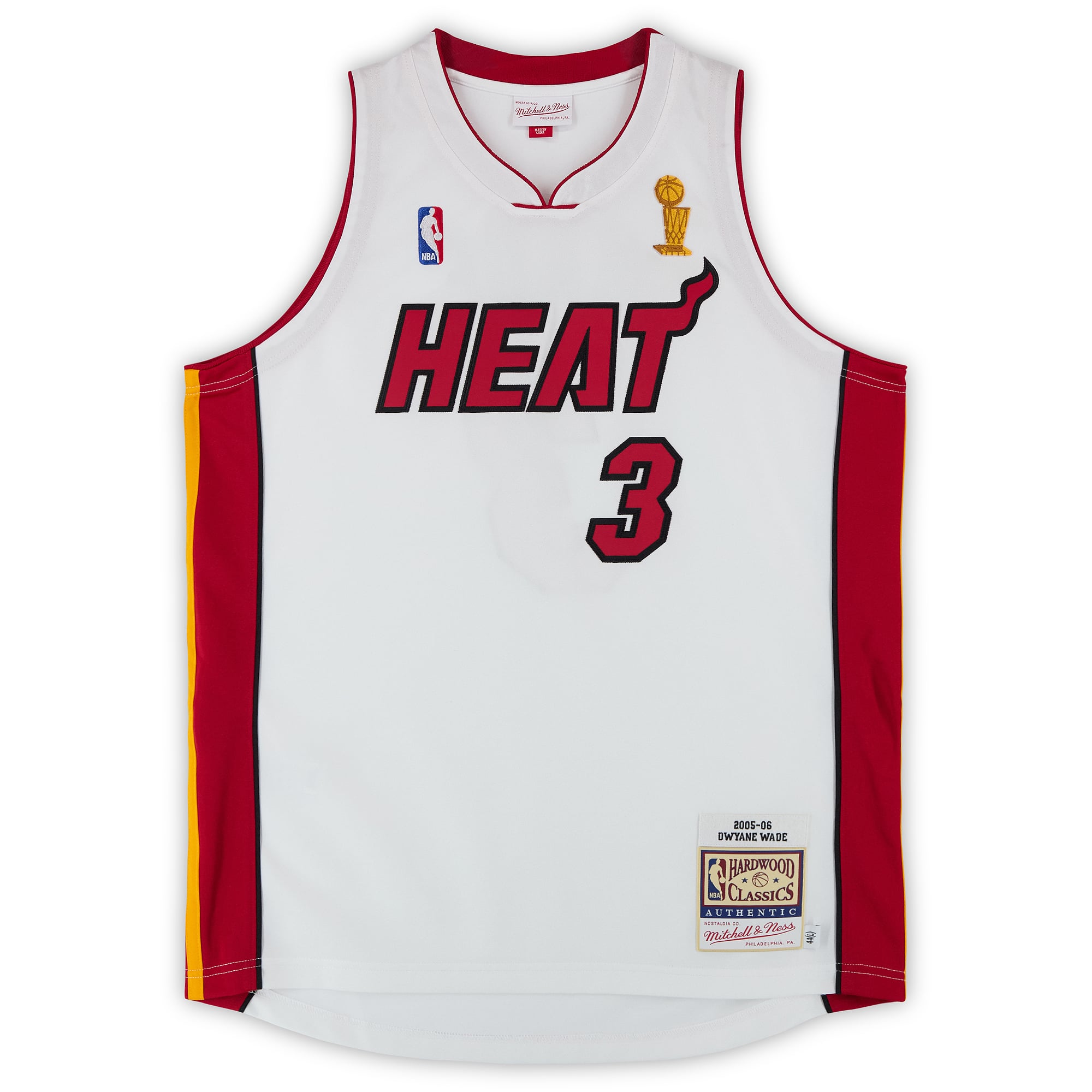 Dwyane Wade Miami Heat Autographed White Mitchell & Ness 2005 Finals Authentic Jersey with "3x NBA Champ" Inscription