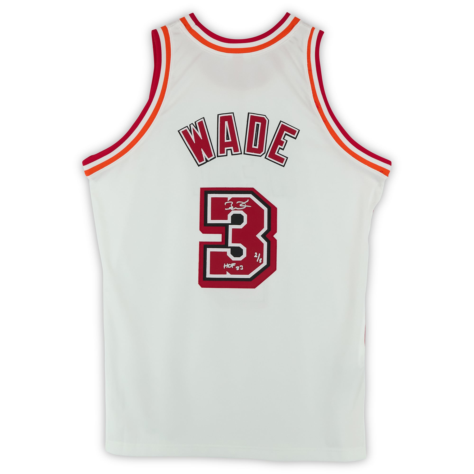 Maillot authentique Mitchell & Ness Hardwood Classics 2007 blanc, signé par Dwyane Wade (Miami Heat), avec inscription « HOF 23 » - Édition limitée à 5 exemplaires