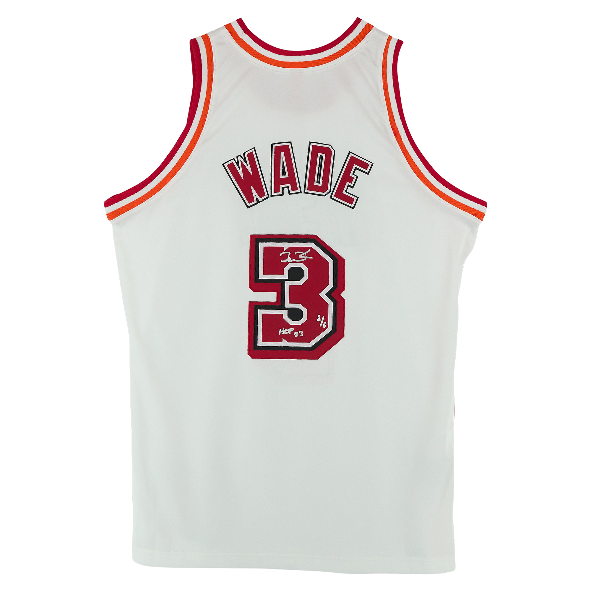Maillot authentique Mitchell & Ness Hardwood Classics 2007 blanc, signé par Dwyane Wade (Miami Heat), avec inscription « HOF 23 » - Édition limitée à 5 exemplaires