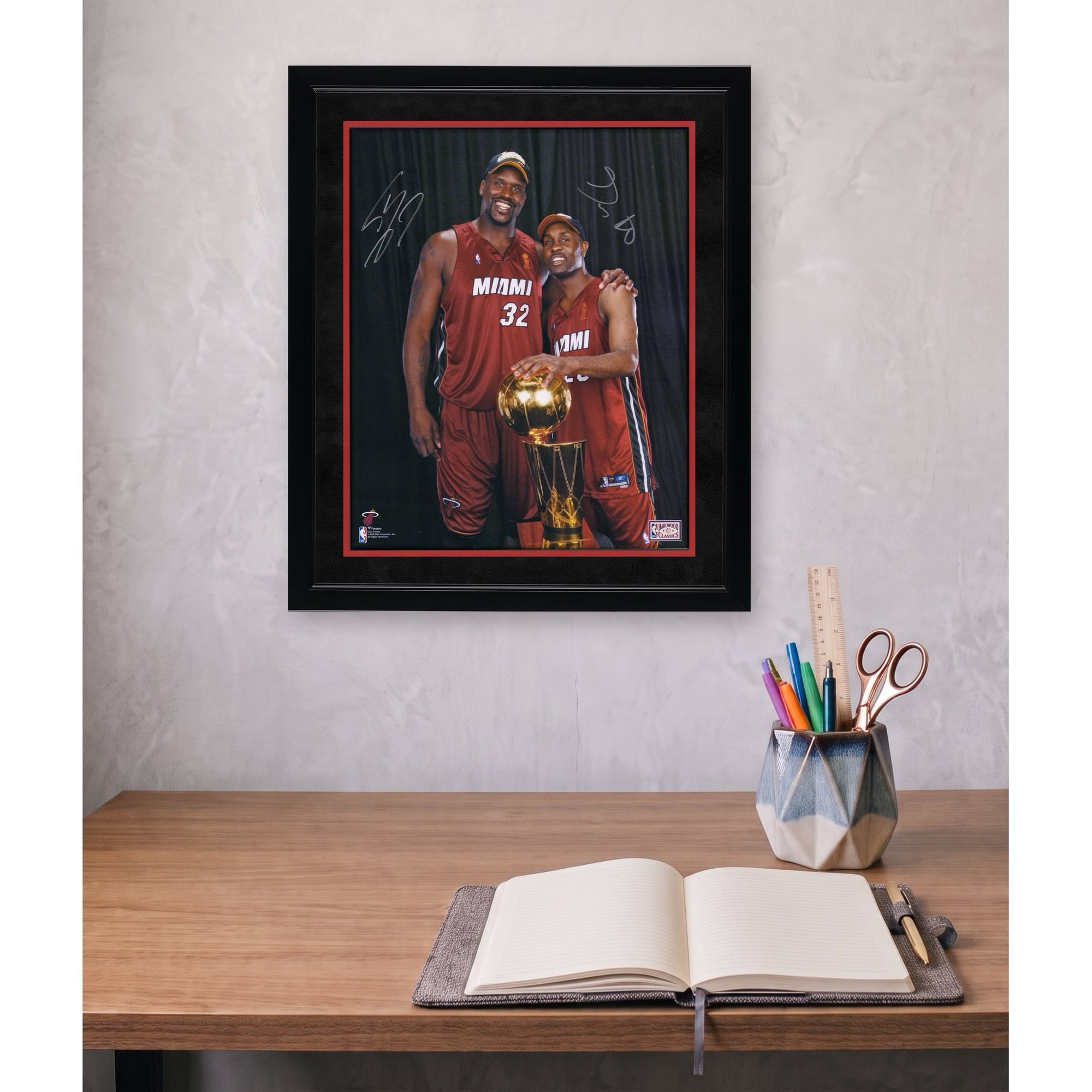 Gary Payton & Shaquille O'Neal Miami Heat Autographed 16" x 20" Posing with 2006 NBA Championship Trophy Photograph