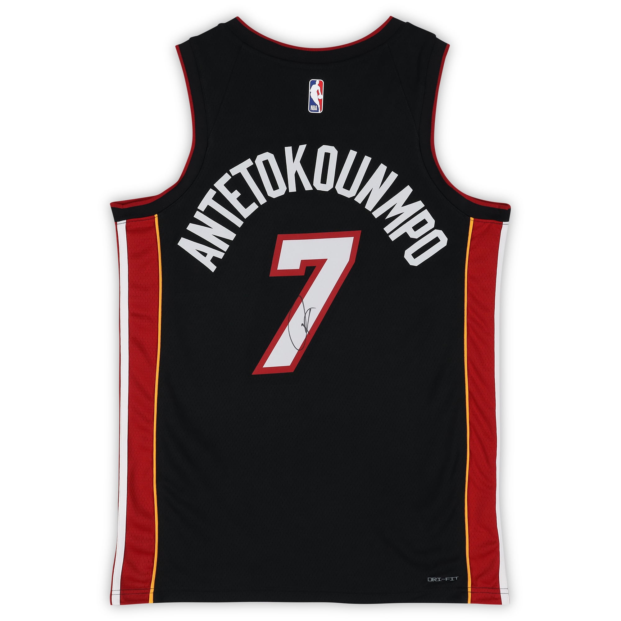 Maillot Nike Icon Swingman noir autographié par Giannis Antetokounmpo du Miami Heat