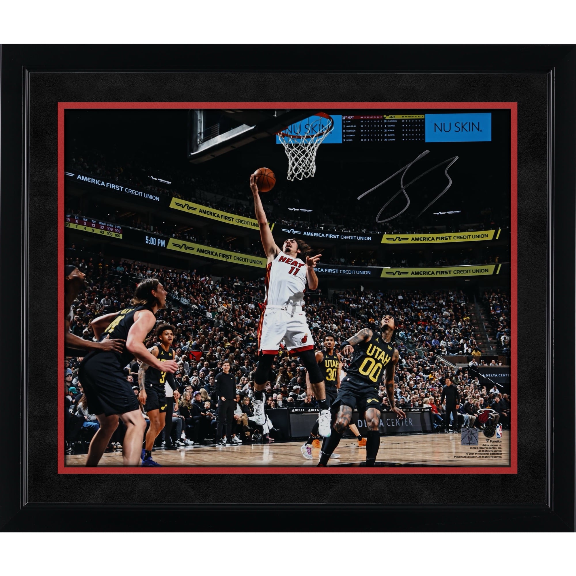 Jaime Jaquez Jr. Miami Heat Autographed 16" x 20" Layup vs Utah Jazz Photograph