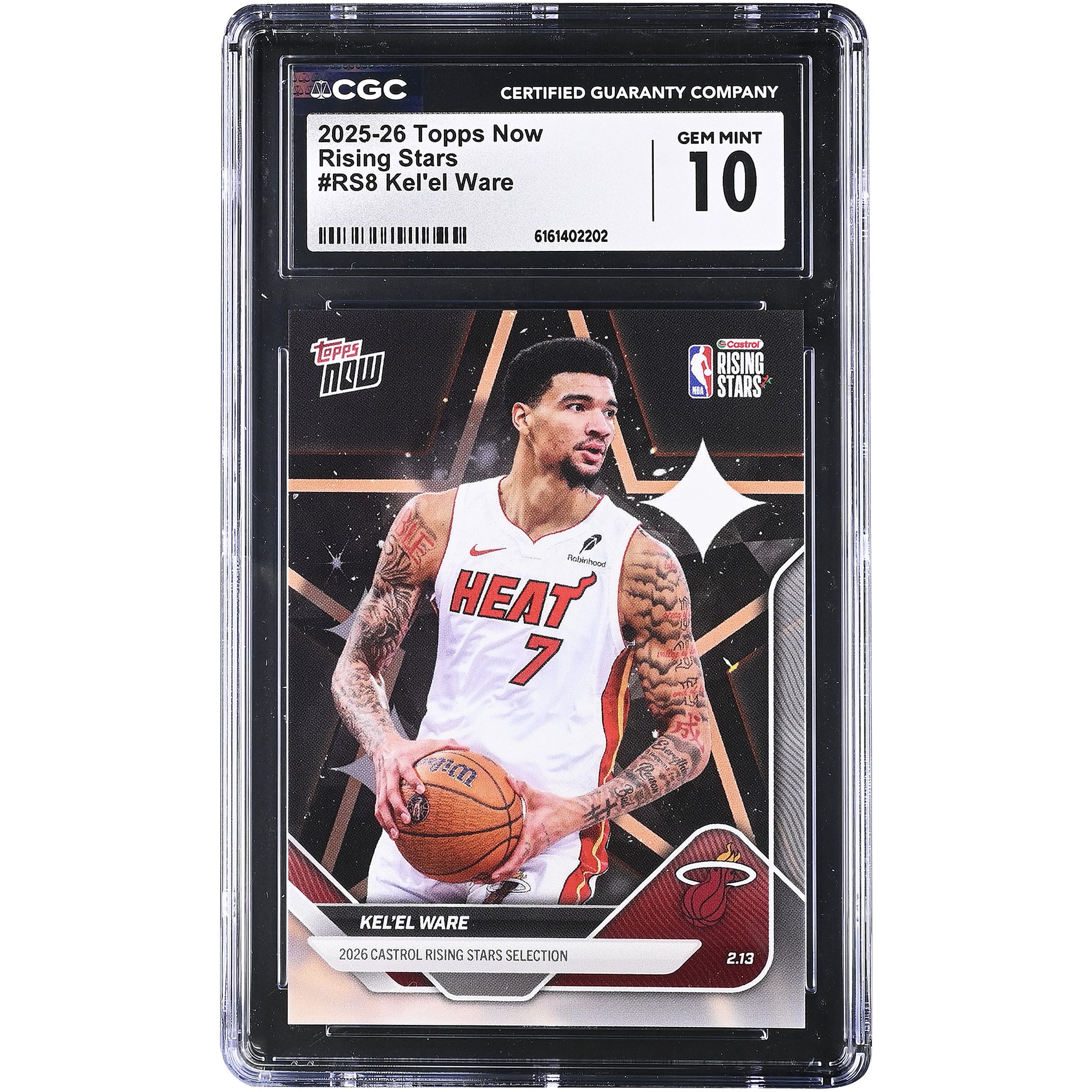 Carte Kel'el Ware Miami Heat 2025-26 Topps Now Rising Stars #RS8 authentifiée CGC (10 cartes)