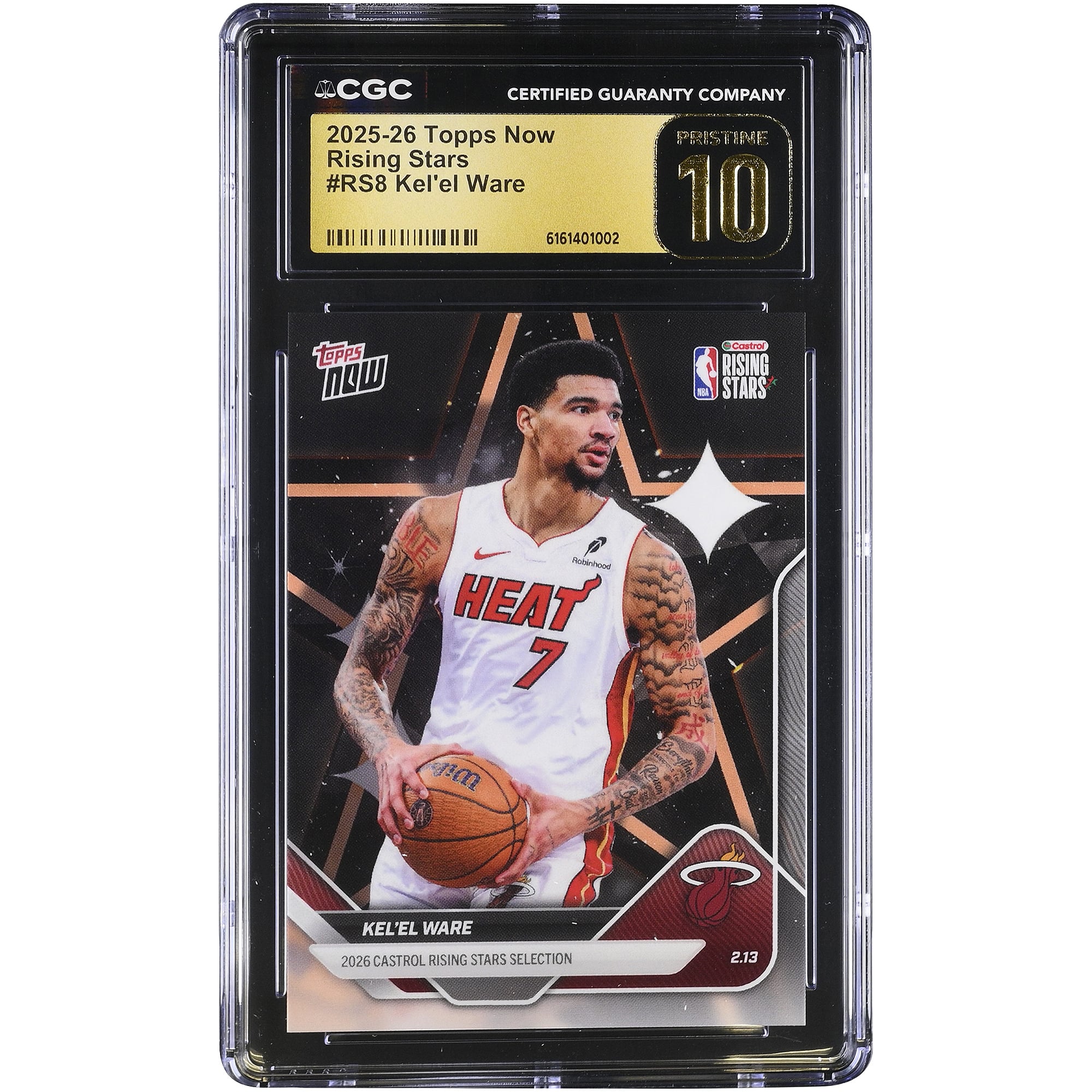 Kel'el Ware Miami Heat 2025-26 Topps Now Rising Stars #RS8 CGC Authenticated PRISTINE 10 Card