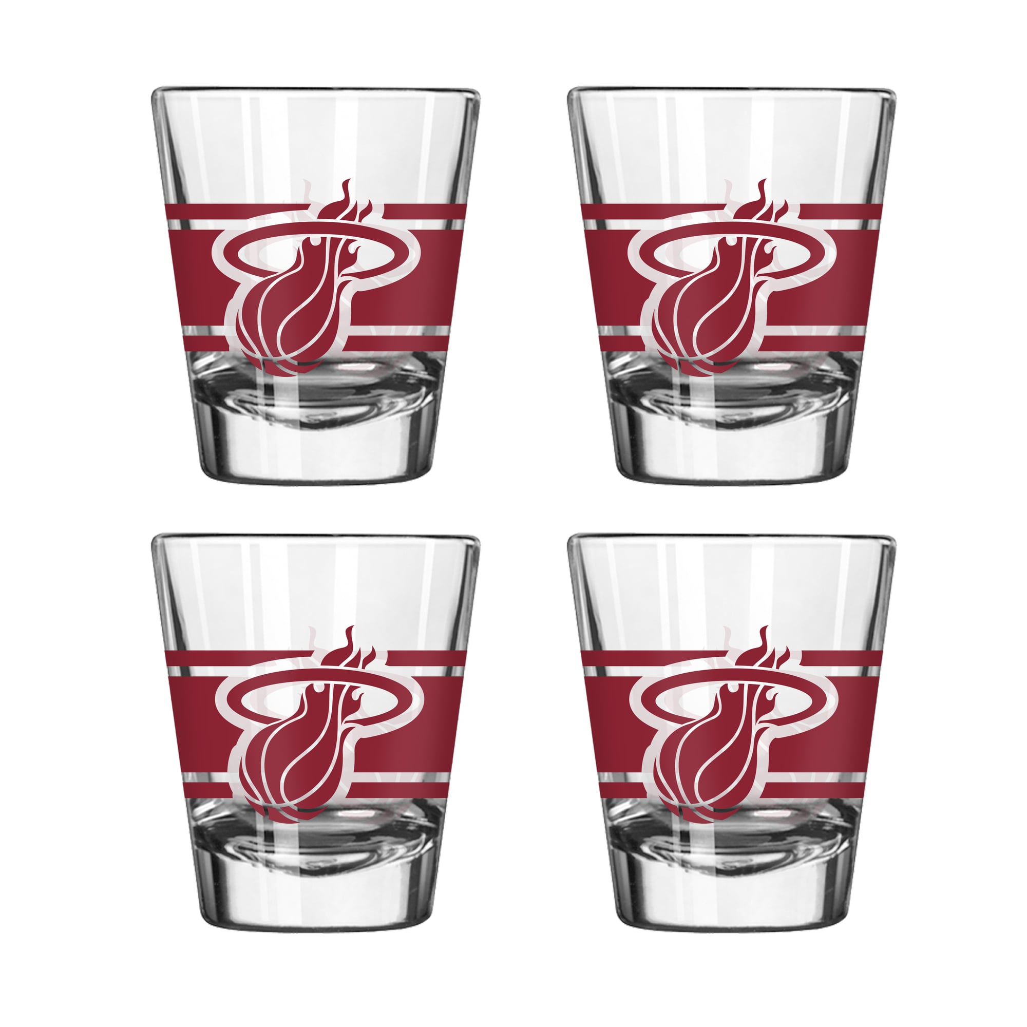 Logo Brands Miami Heat Four-Piece Stripe Shot Glass Set