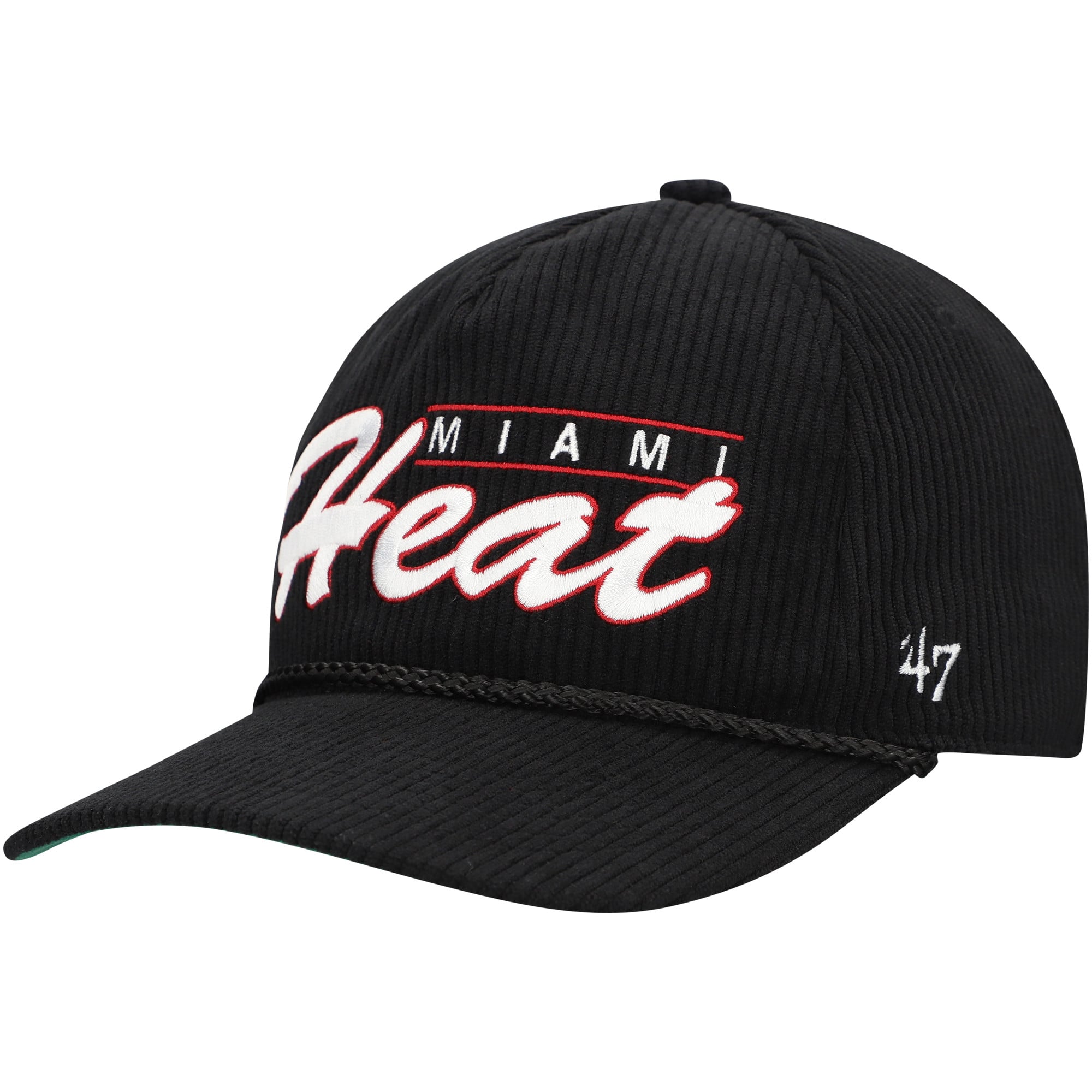Men's Miami Heat '47 Black Double Header Sidepatch Cord Hitch Adjustable Hat