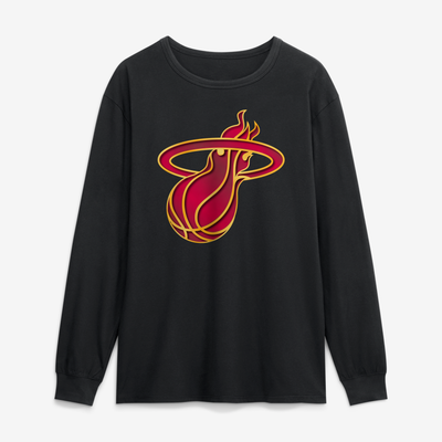 Miami Heat  Metallic Mascot Long Sleeve T-Shirt - Black