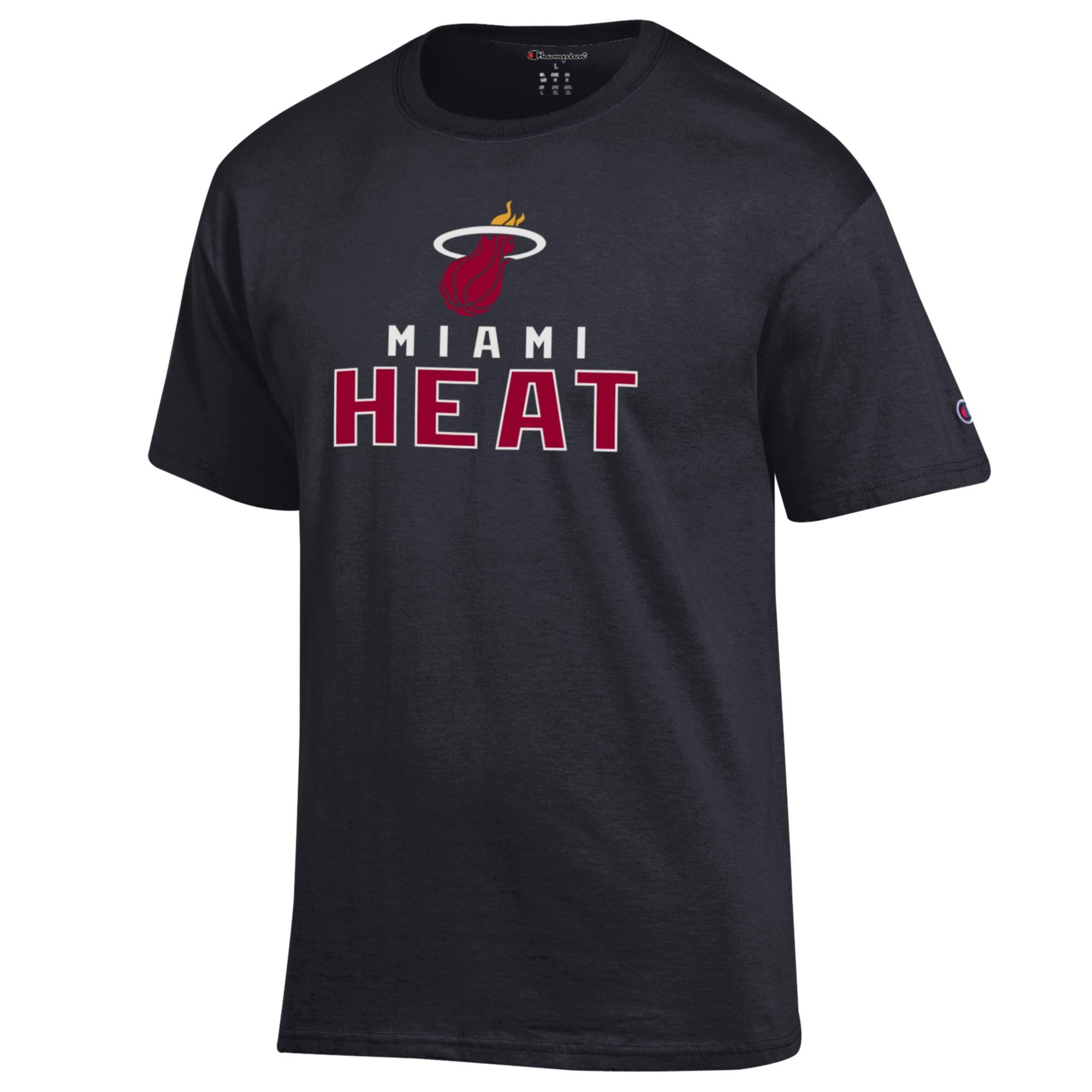 T-shirt en coton noir Champion Miami Heat pour homme