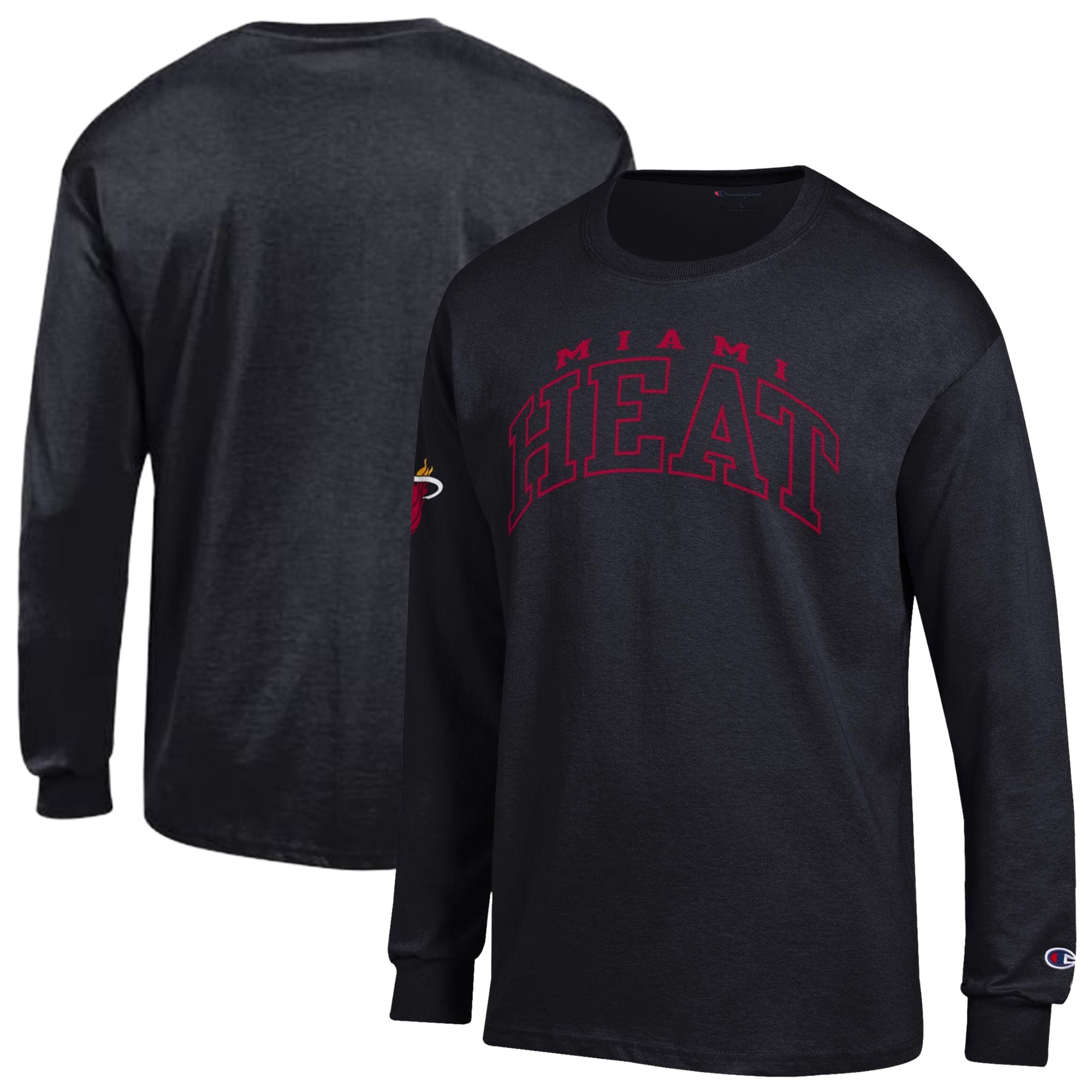 T-shirt à manches longues Champion noir Miami Heat pour homme
