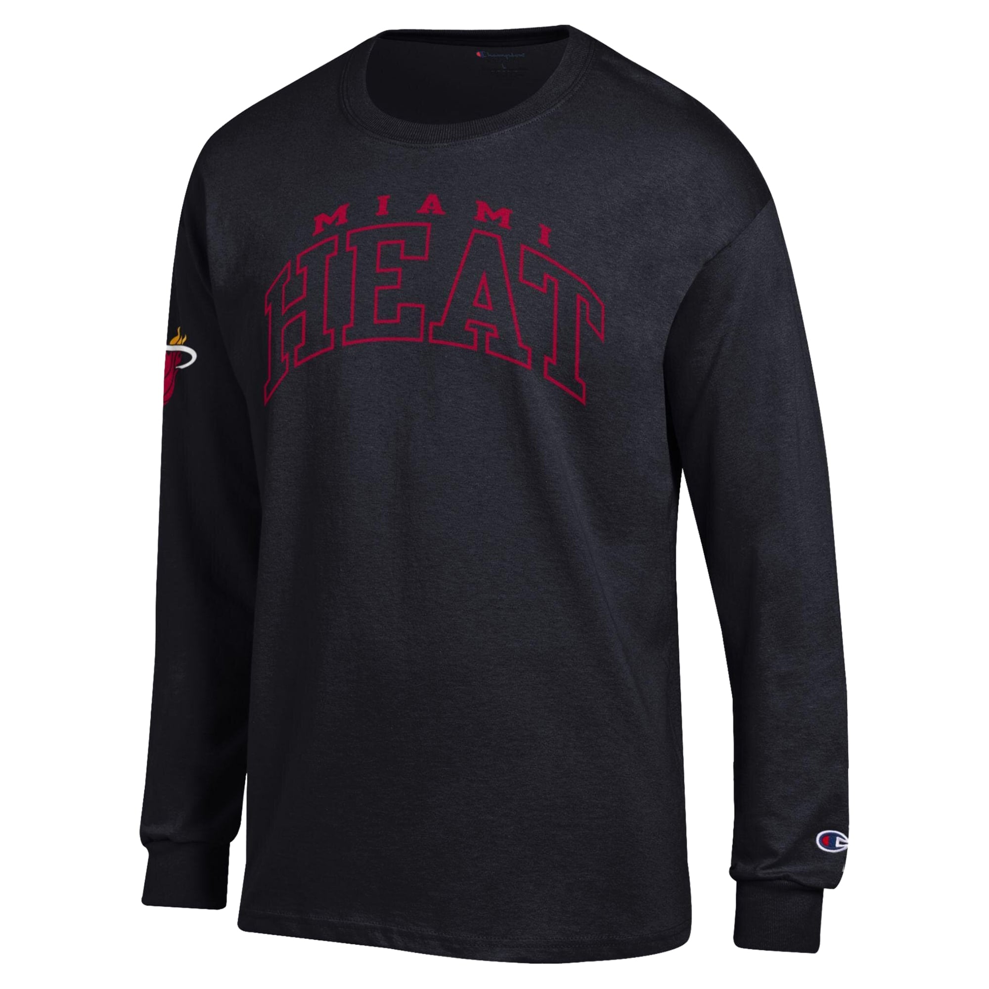 T-shirt à manches longues Champion noir Miami Heat pour homme
