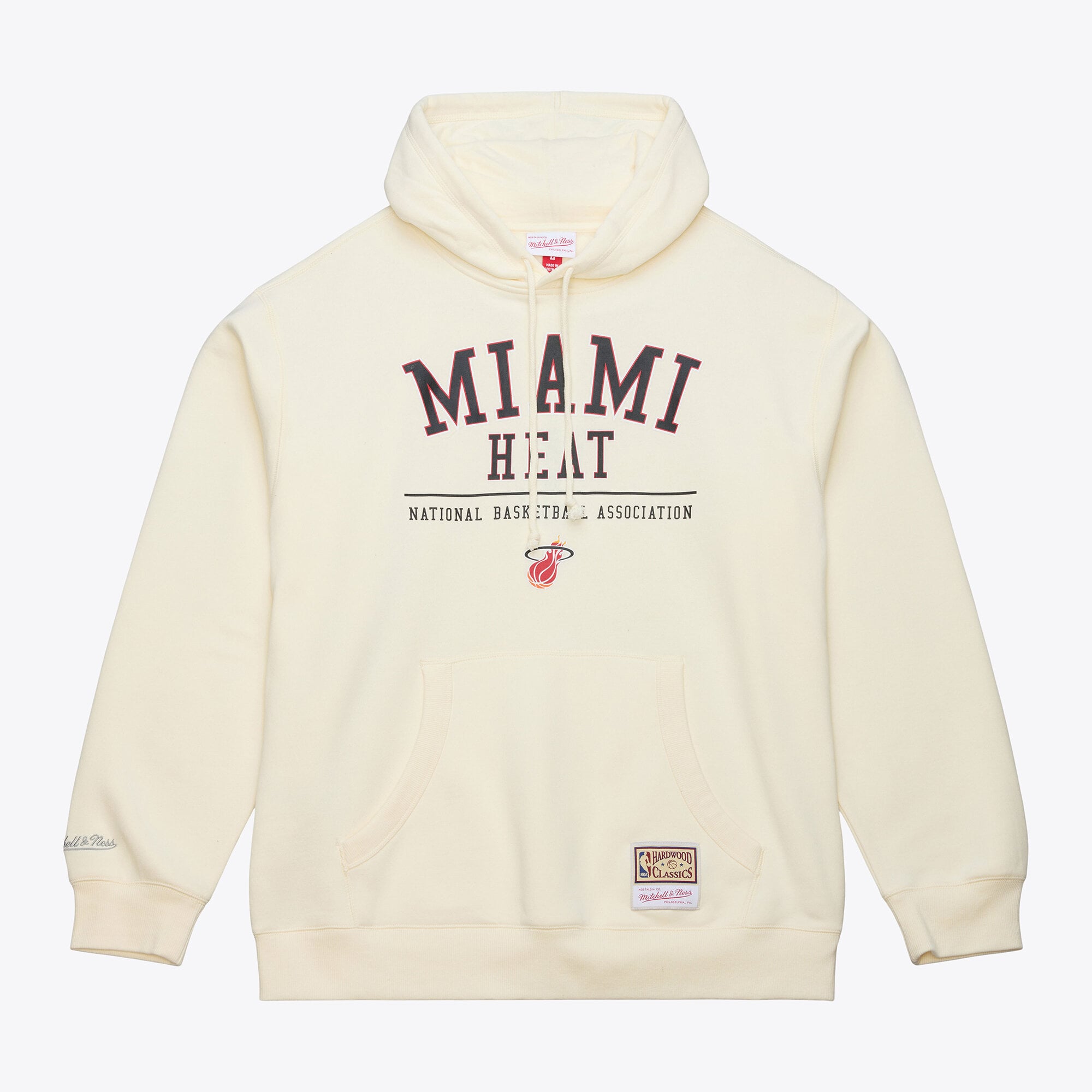 Sweat à capuche en polaire crème Mitchell & Ness Miami Heat pour homme