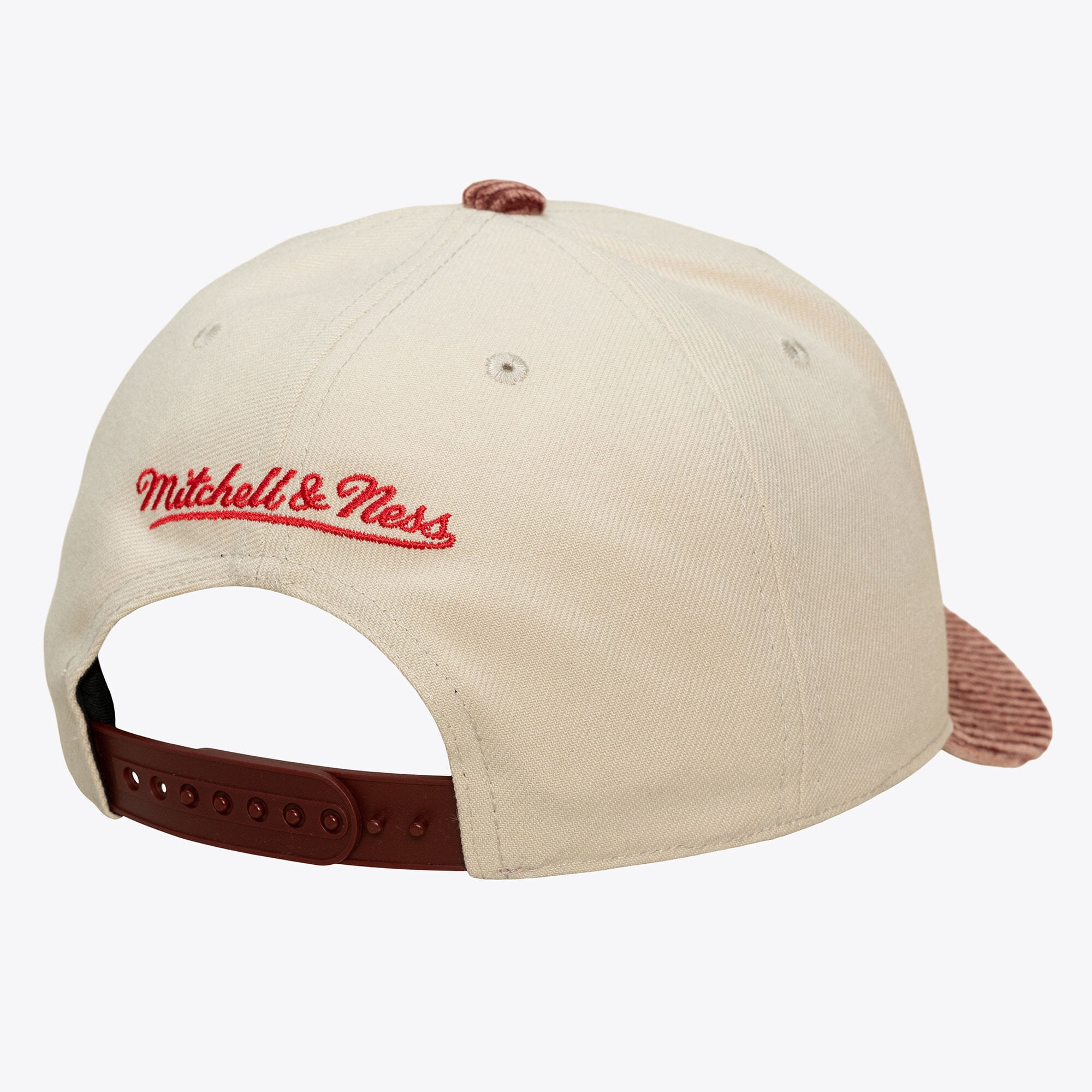 Men's Mitchell & Ness Cream/Red Miami Heat Washed Corduroy Pro Crown Snapback Hat