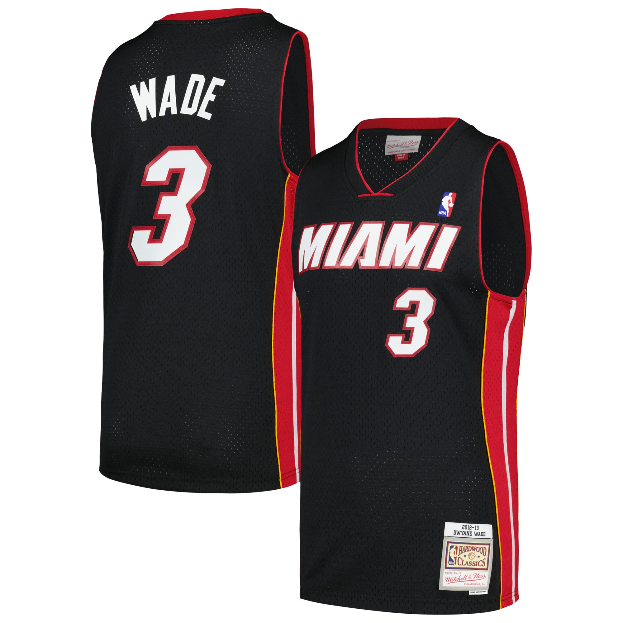Maillot Mitchell & Ness Dwyane Wade Swingman Miami Heat 2012/13 Hardwood Classics pour homme Noir