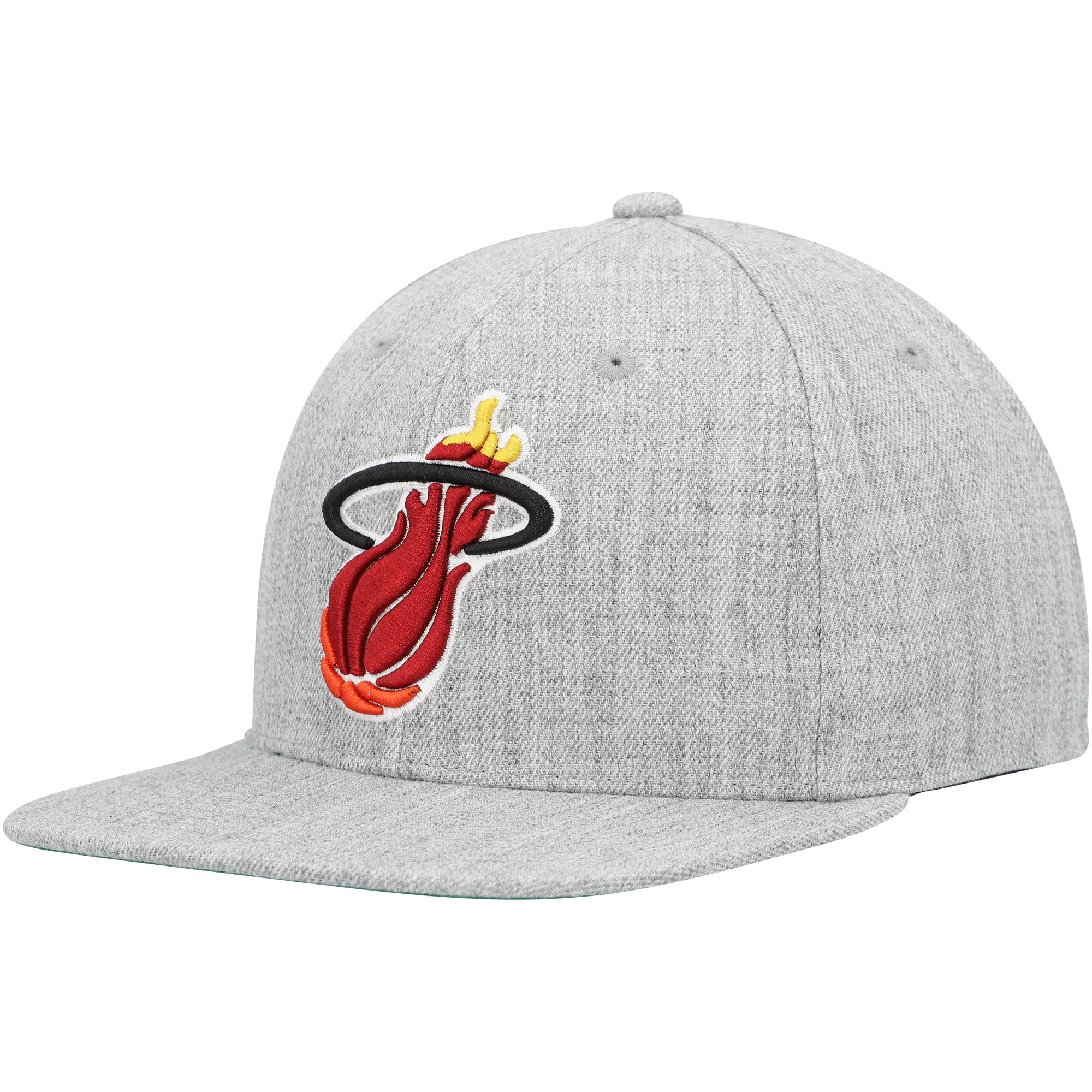 Men's Miami Heat Mitchell & Ness Heather Gray Hardwood Classics 2.0 Snapback Hat