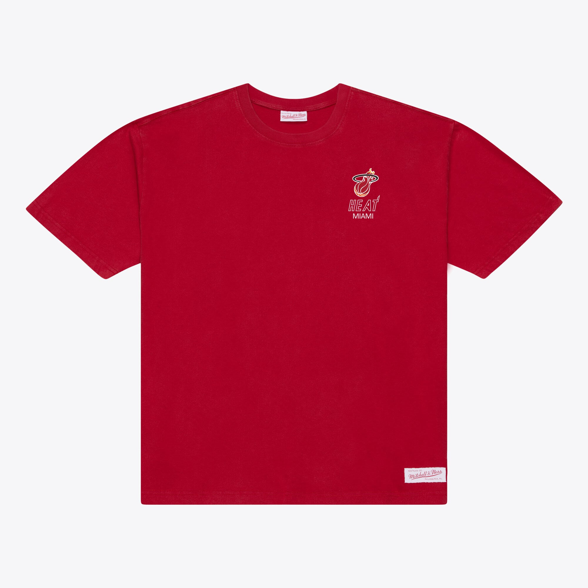 T-shirt Mitchell & Ness rouge Miami Heat Core Essentials pour homme