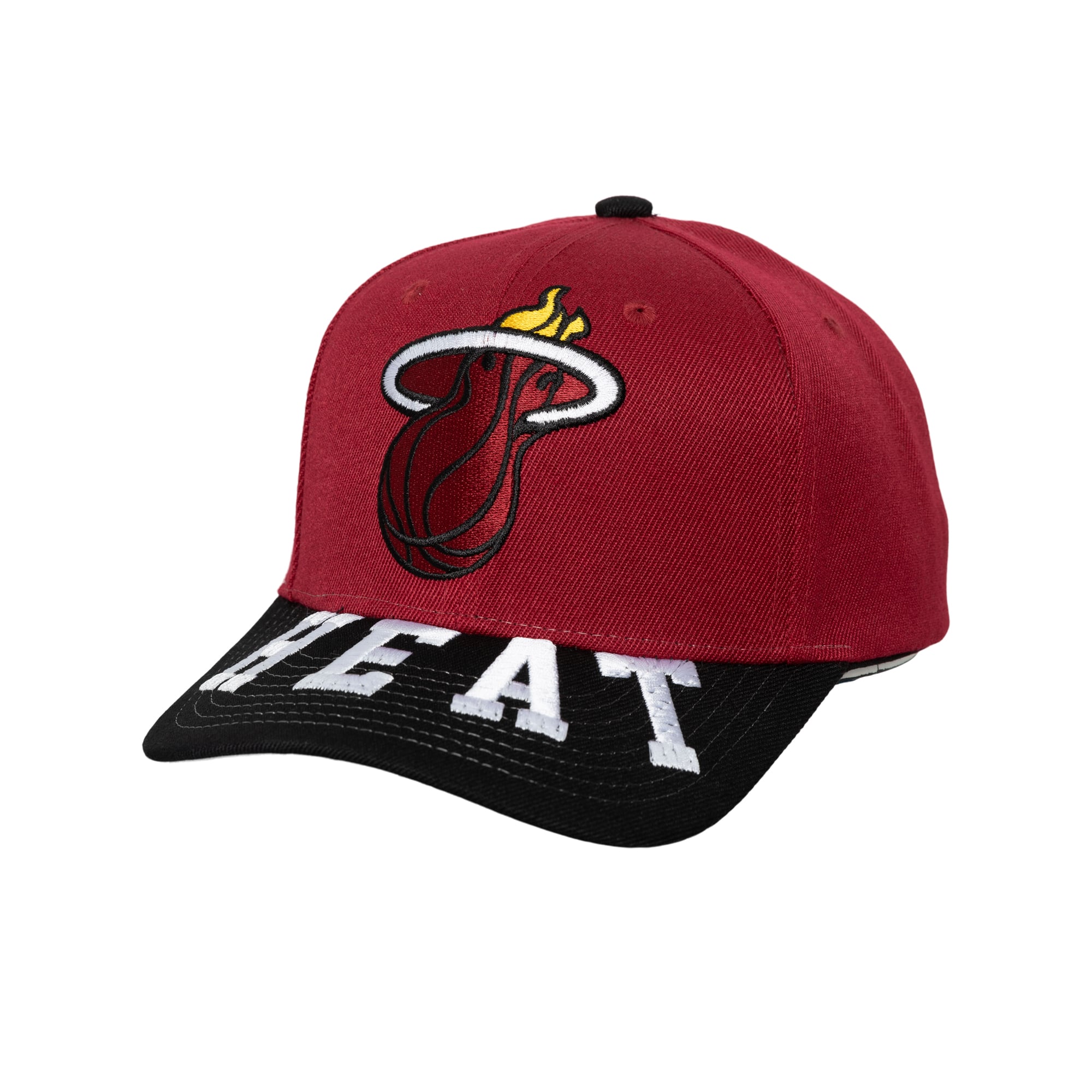 Men's Miami Heat Mitchell & Ness Red/Black Underarch Two-Tone Pro Crown Snapback Hat