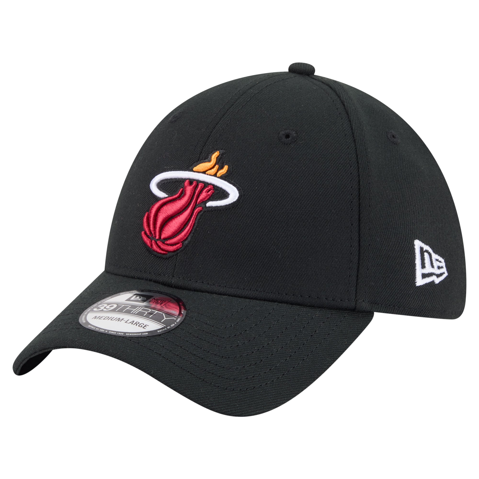 Men's Miami Heat New Era Black 39THIRTY Flex Hat