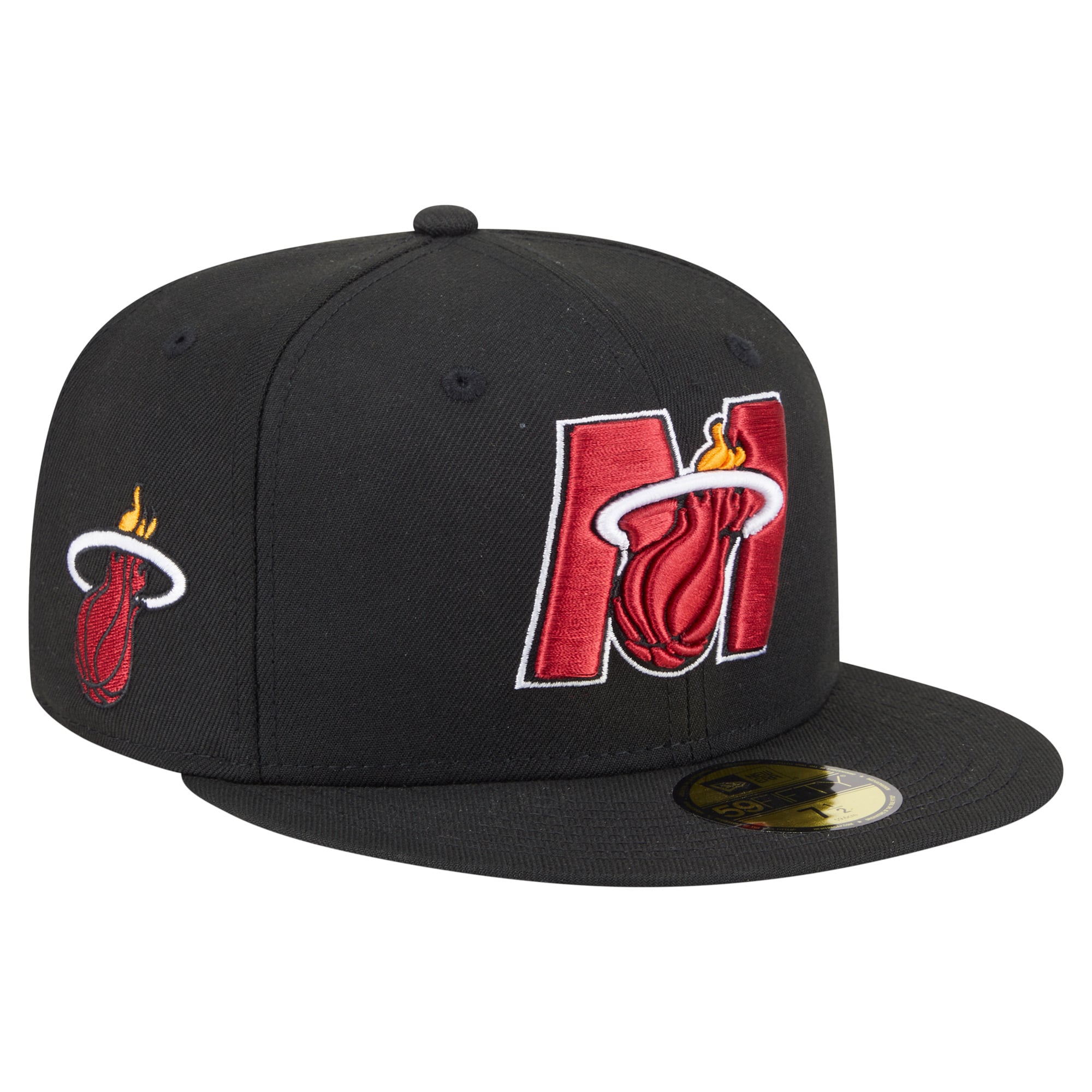 Men's Miami Heat New Era Black Deceptor 59FIFTY Fitted Hat
