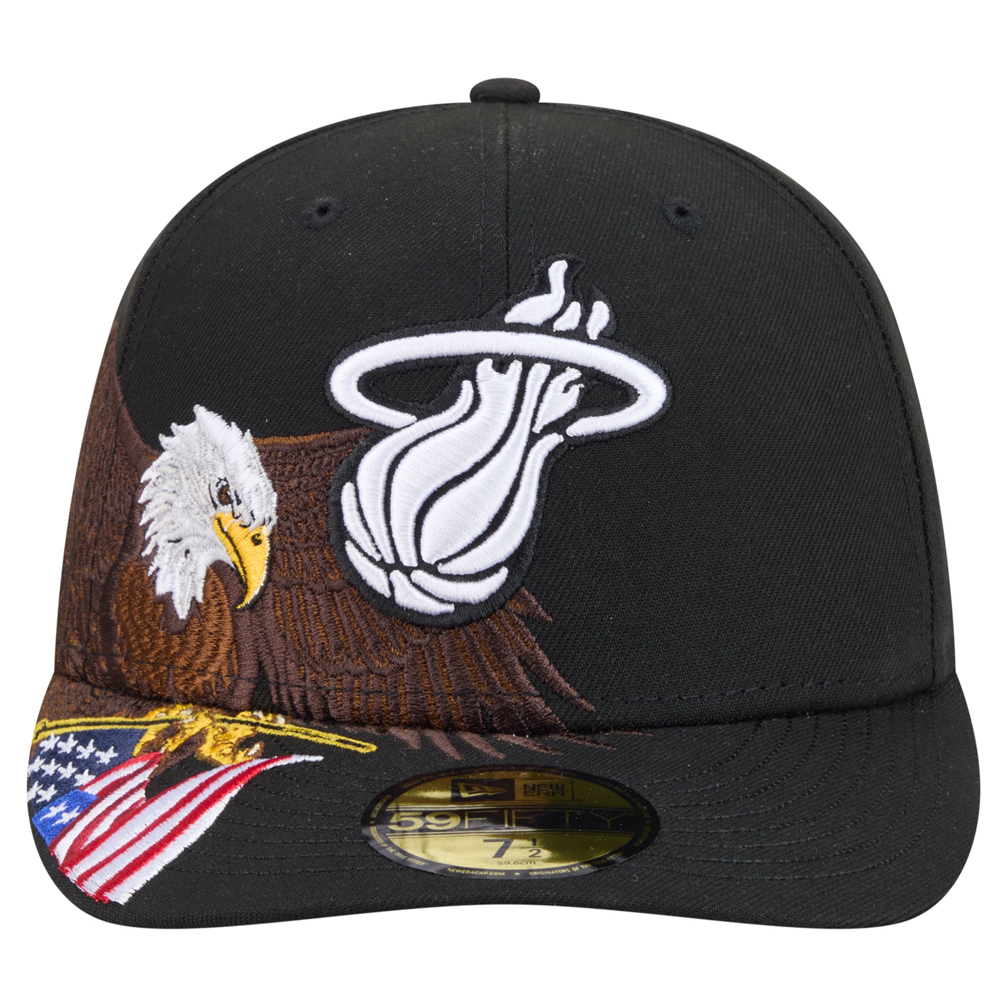Casquette ajustée New Era Freedom 59FIFTY noire pour homme, Miami Heat, modèle Freedom.