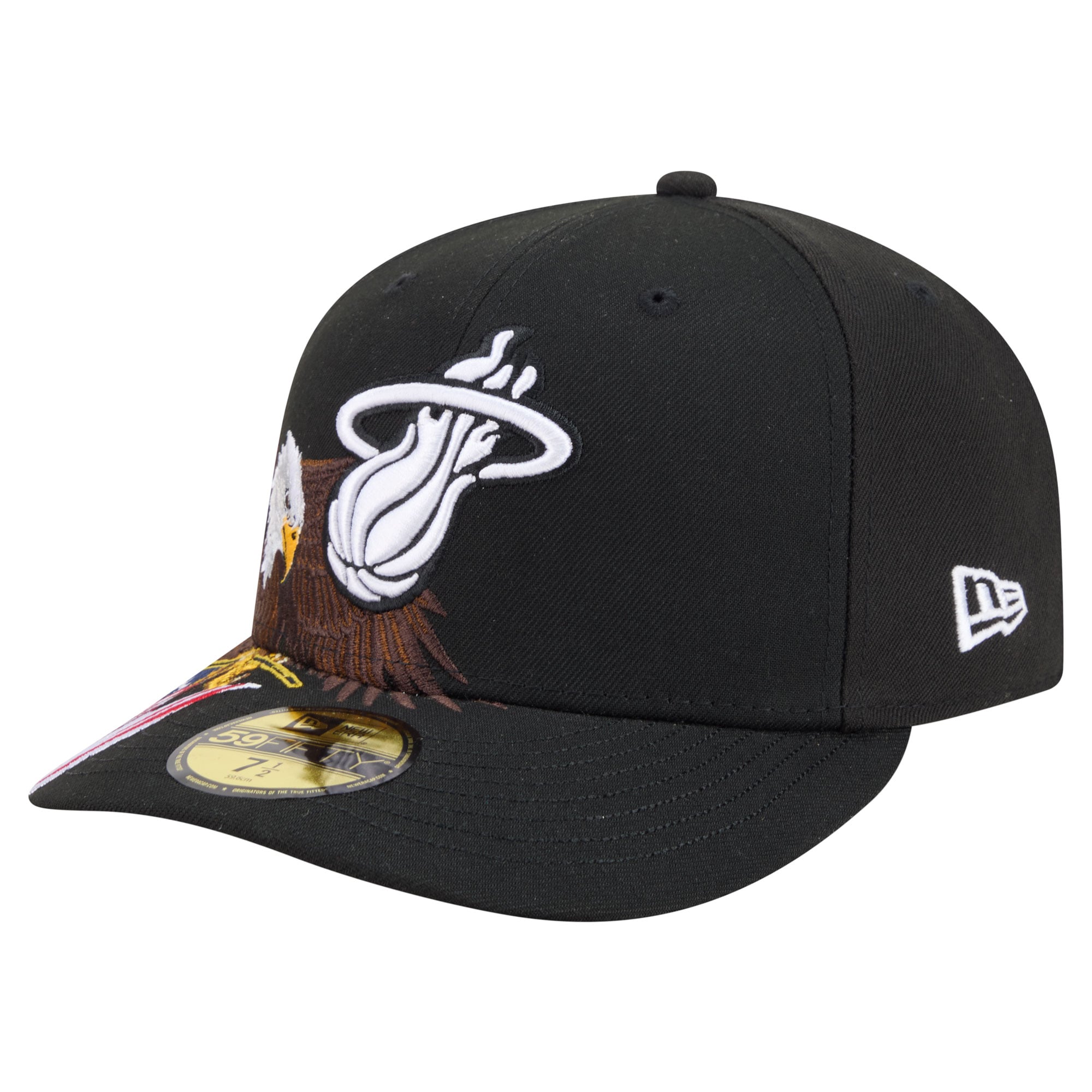 Casquette ajustée New Era Freedom 59FIFTY noire pour homme, Miami Heat, modèle Freedom.
