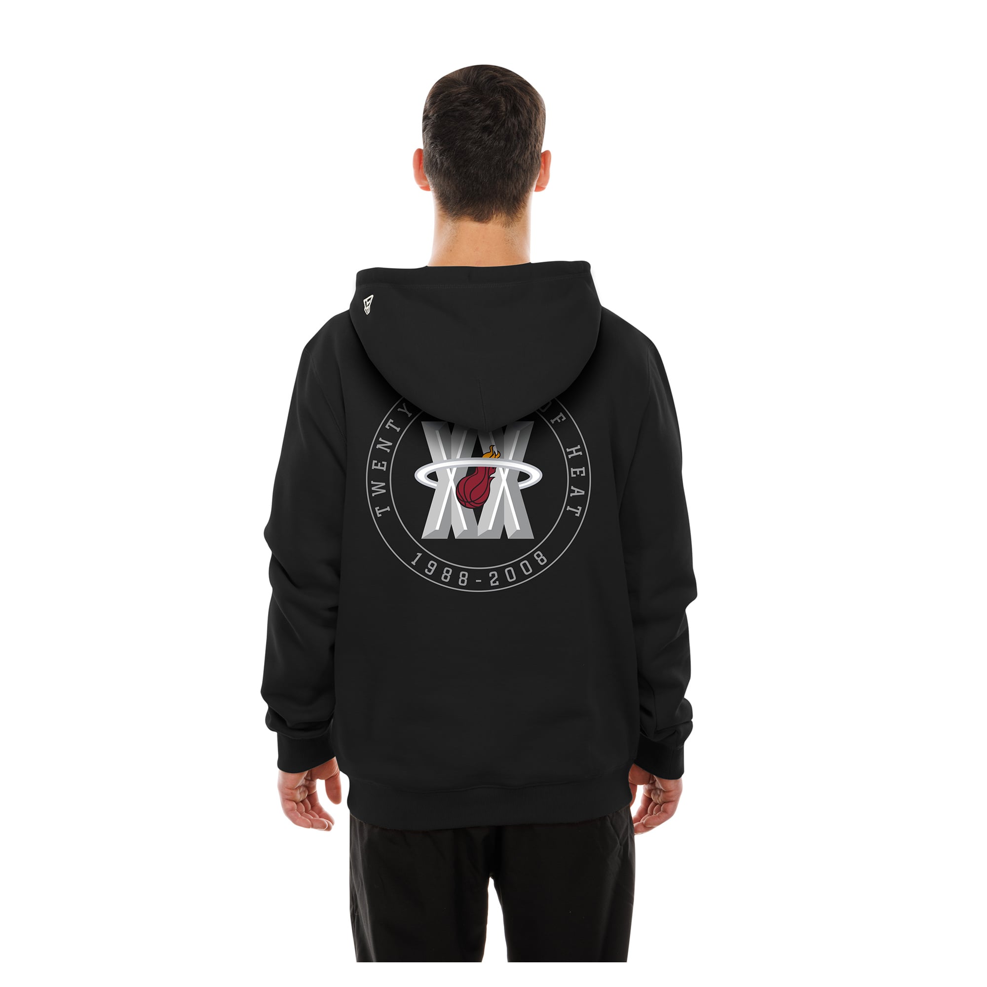 Men's New Era  Black Miami Heat Front Back Logo Hoodie