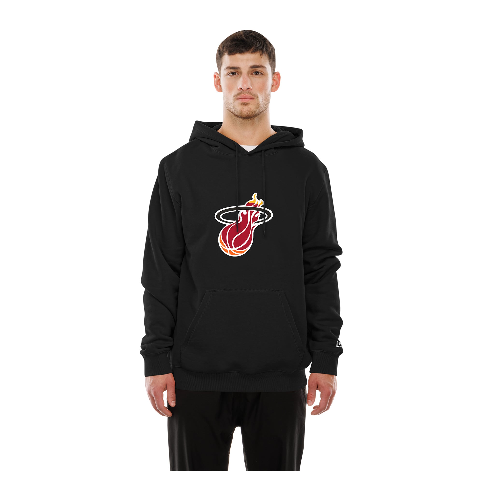 Men's New Era Black Miami Heat Front Back Logo Hoodie