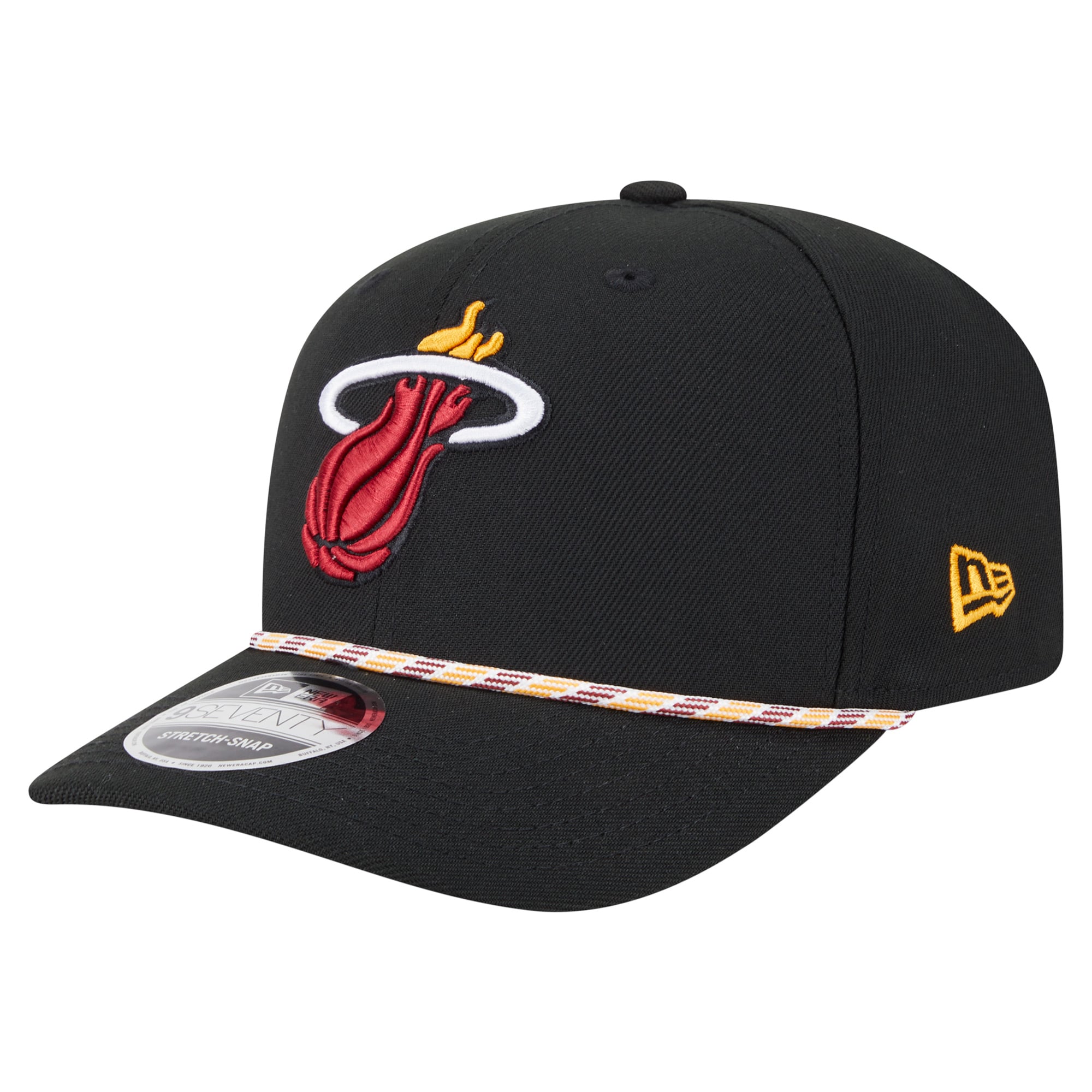 Men's Miami Heat New Era Black Rope 9SEVENTY Adjustable Hat