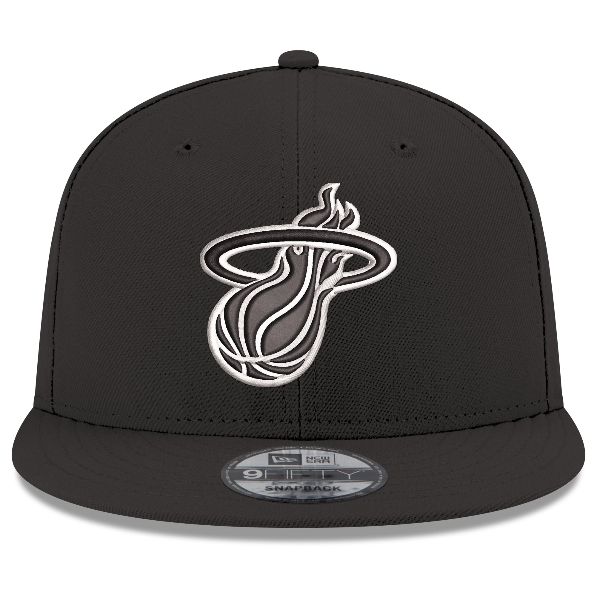 Men's New Era  Black Miami Heat Team 9FIFTY Snapback Hat