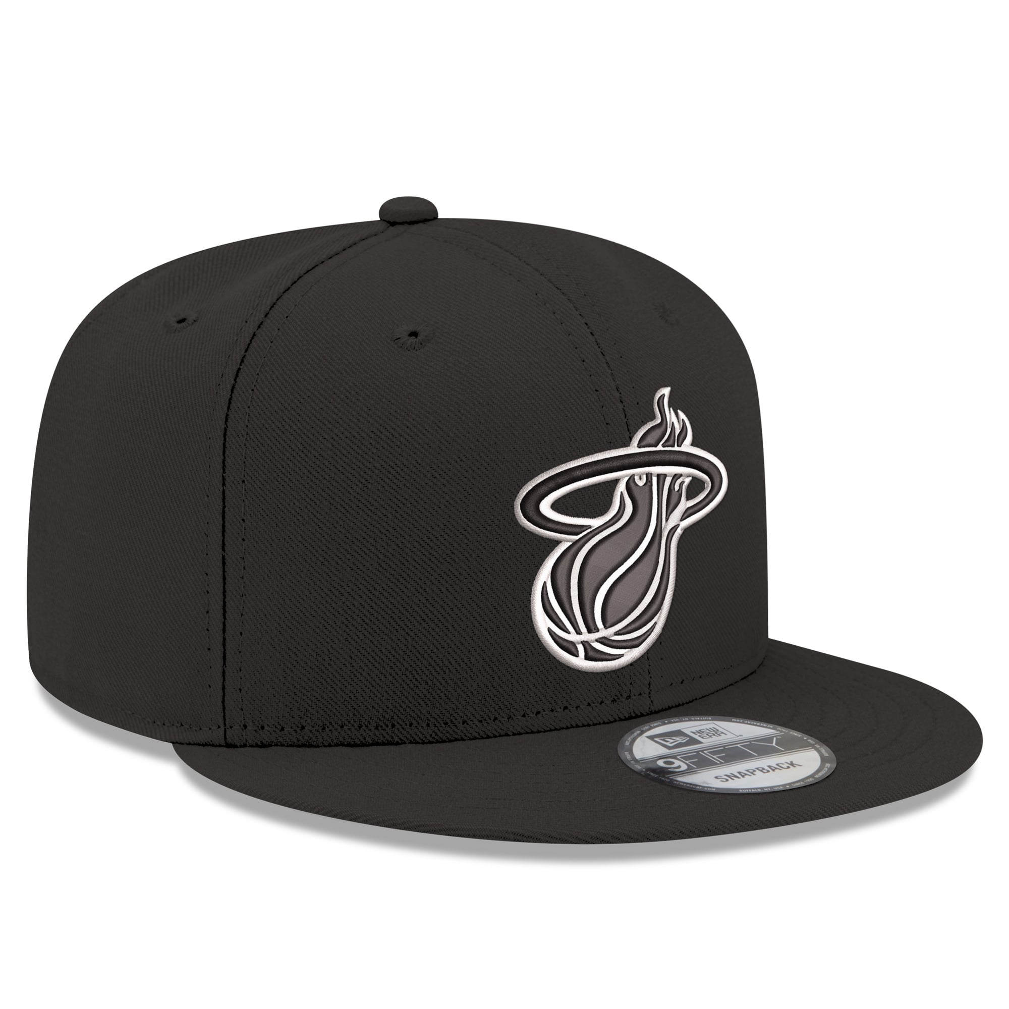 Men's New Era  Black Miami Heat Team 9FIFTY Snapback Hat
