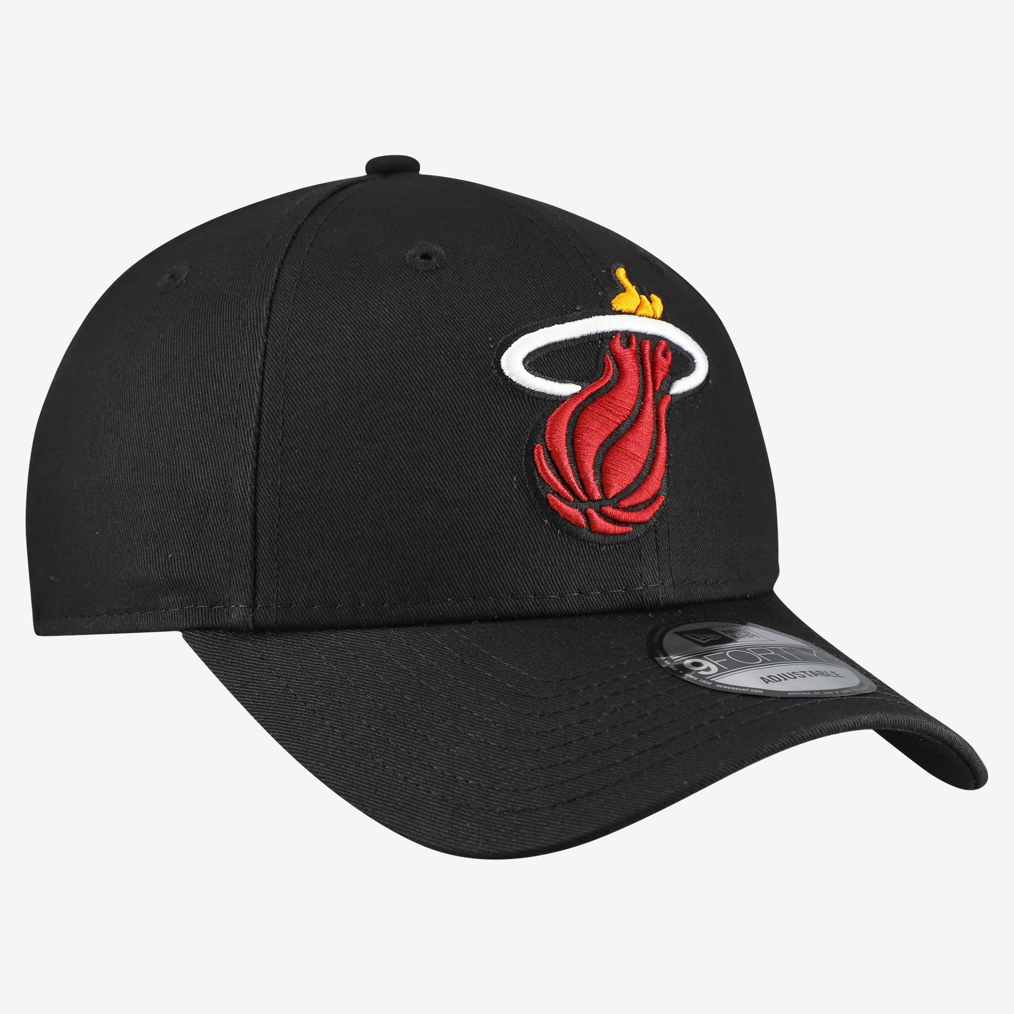 Men's New Era  Black Miami Heat Team 9FORTY Adjustable Hat