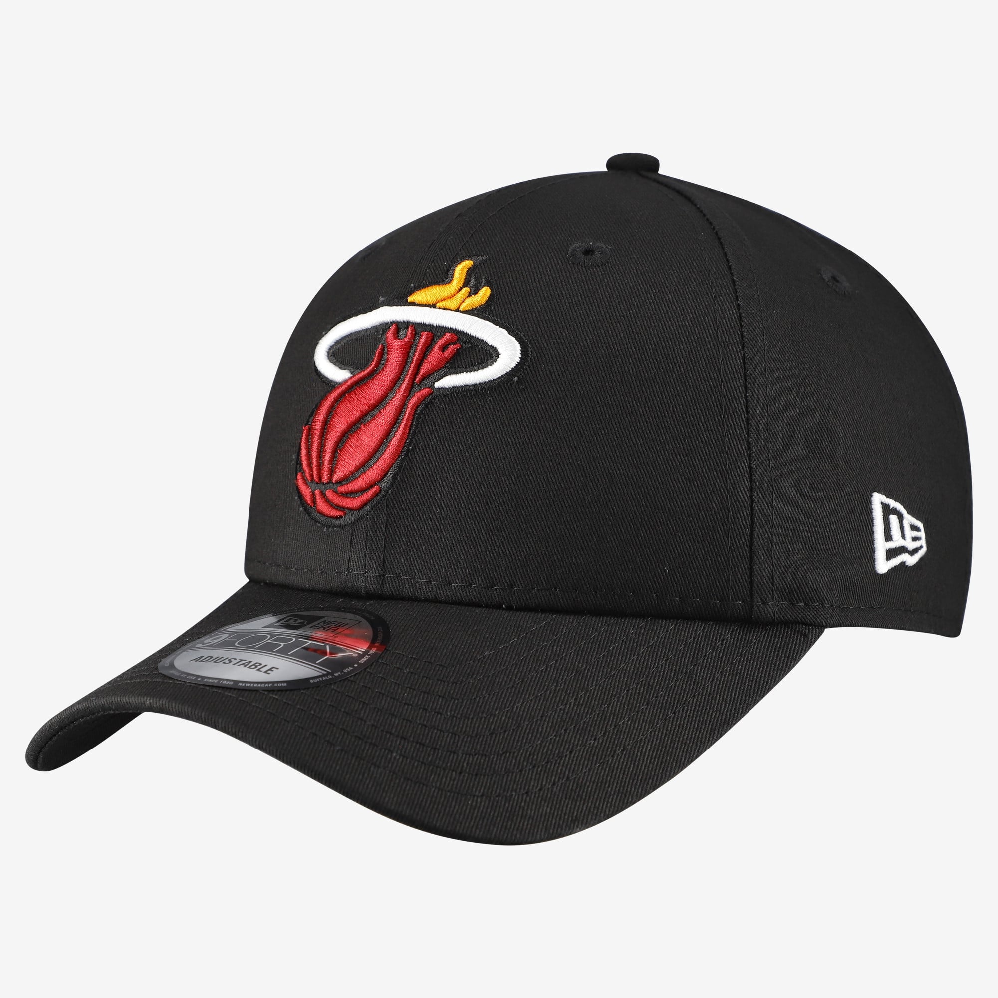 Men's Miami Heat  New Era Black Team 9FORTY Adjustable Hat