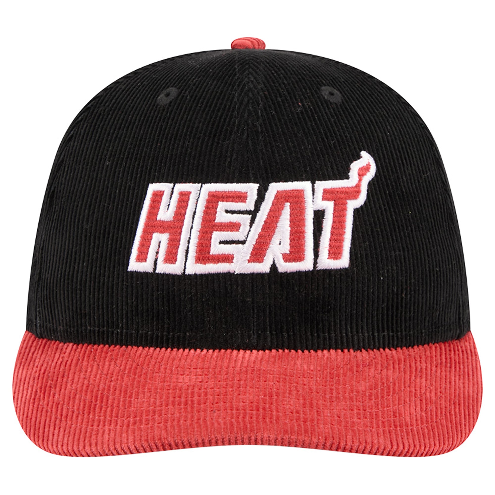 Casquette snapback New Era 9FIFTY en velours côtelé noir et rouge Miami Heat pour homme