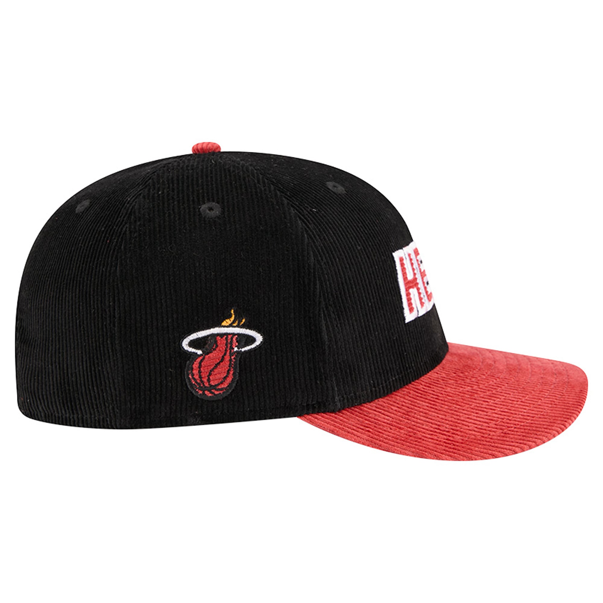 Casquette snapback New Era 9FIFTY en velours côtelé noir et rouge Miami Heat pour homme