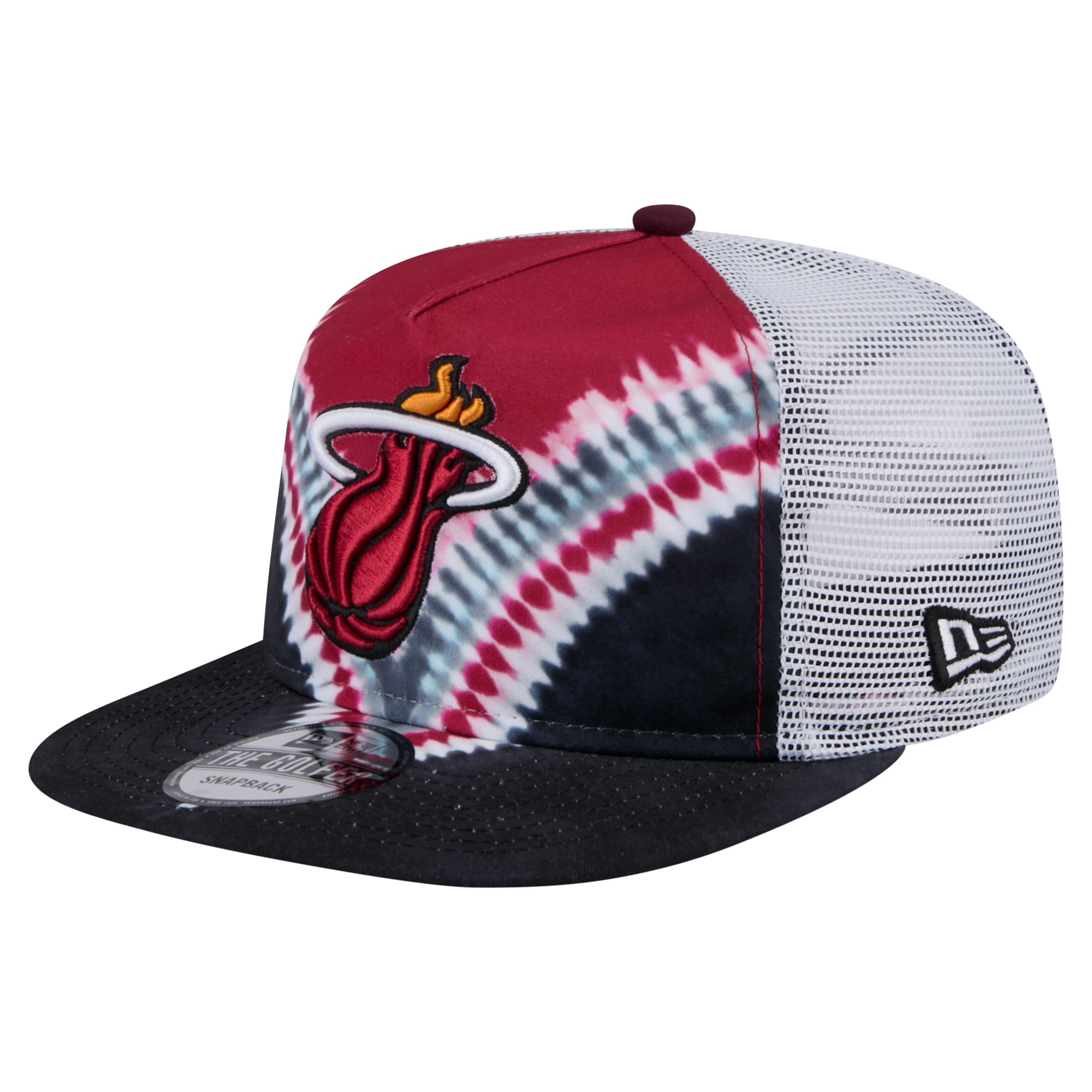 Men's Miami Heat New Era Black/Red Throwback Dye Golfer Snapback Hat